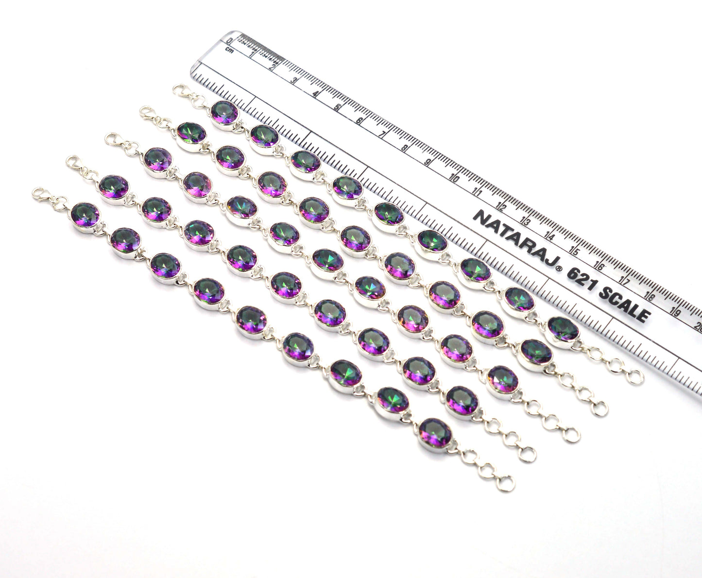 WHOLESALE 5PC 925 SOLID STERLING SILVER FACETED MYSTIC TOPAZ BRACELET LOT