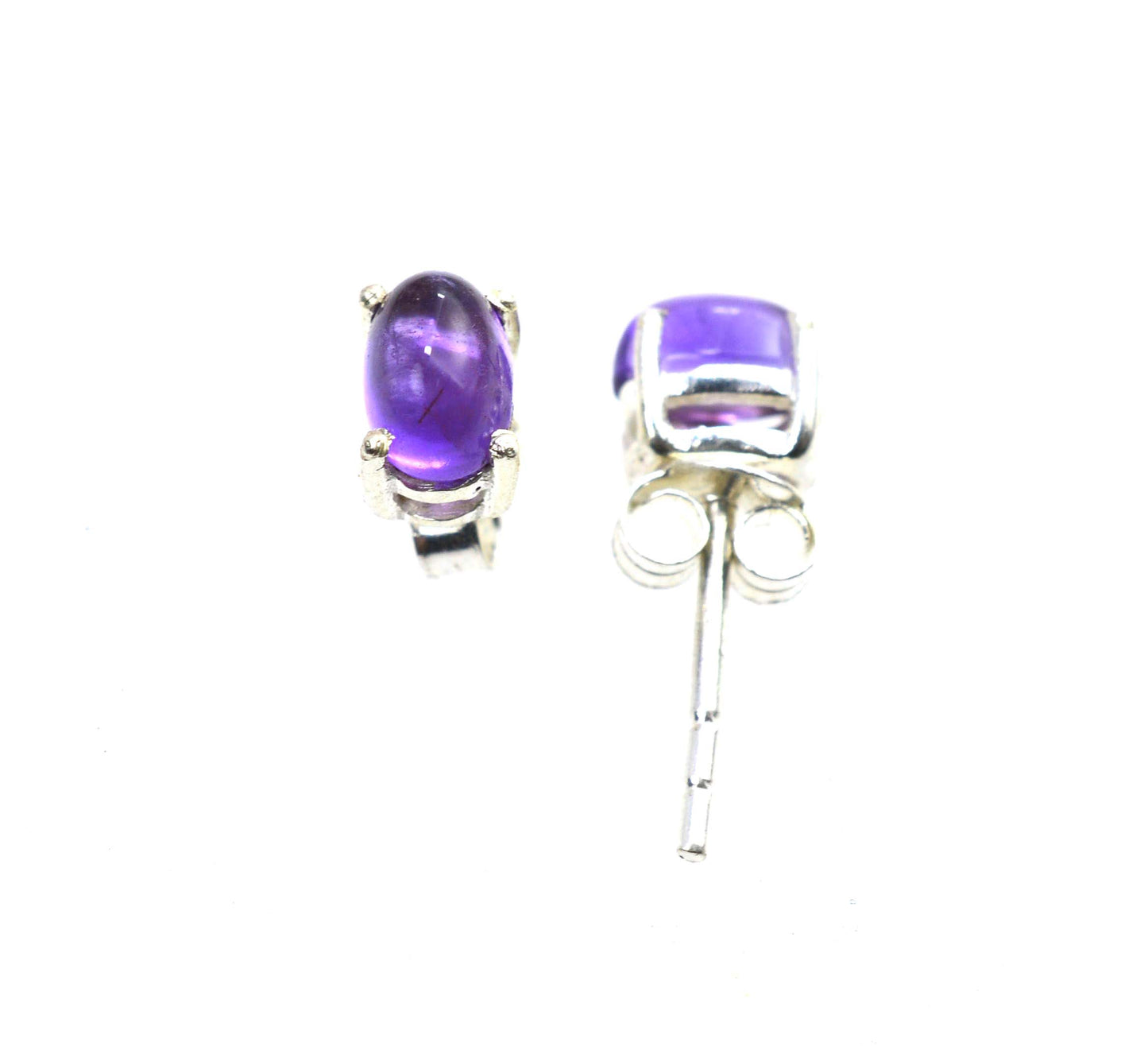925 SOLID STERLING SILVER PURPLE AMETHYST STUD EARRING