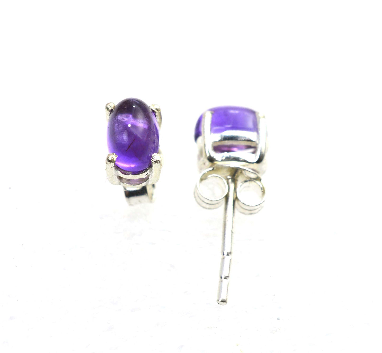 WHOLESALE 5PR 925 SOLID STERLING SILVER PURPLE AMETHYST STUD EARRING LOT