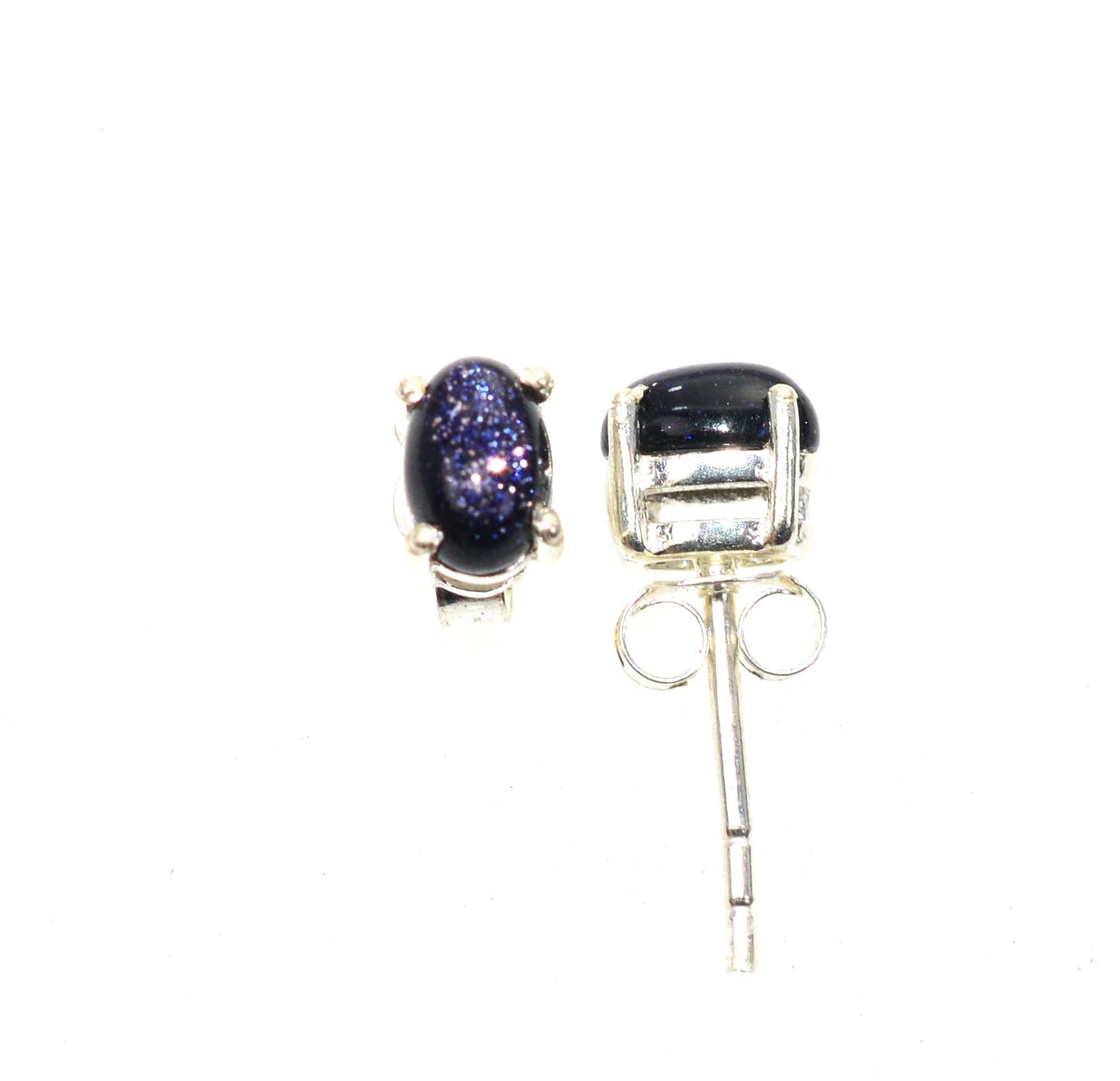 925 SOLID STERLING SILVER BLUE SUNSTONE STUD EARRING