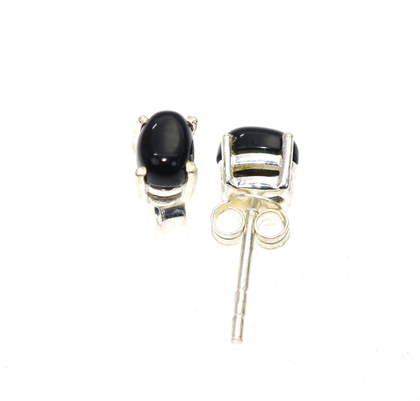 925 SOLID STERLING SILVER BLACK ONYX STUD EARRING