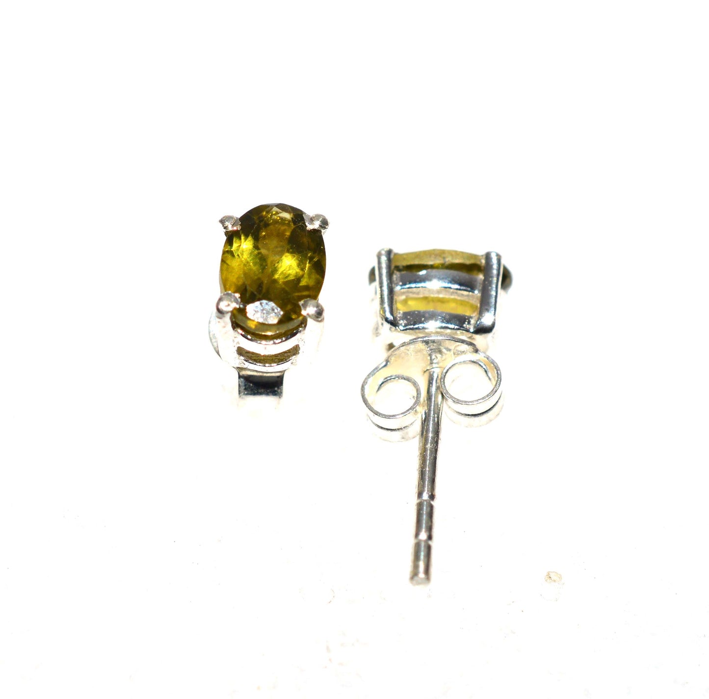 WHOLESALE 5PR 925 SOLID STERLING SILVER CUT GREEN PERIDOT STUD EARRING LOT