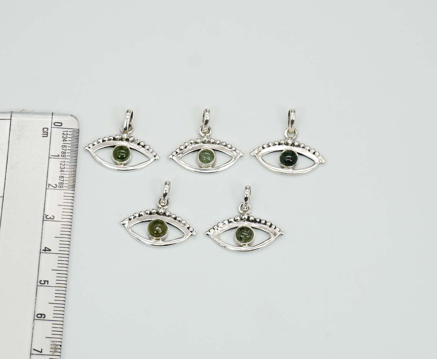 Wholesale 925 5PC Sterling Silver Green Tourmaline Eye Style Pendant Lot