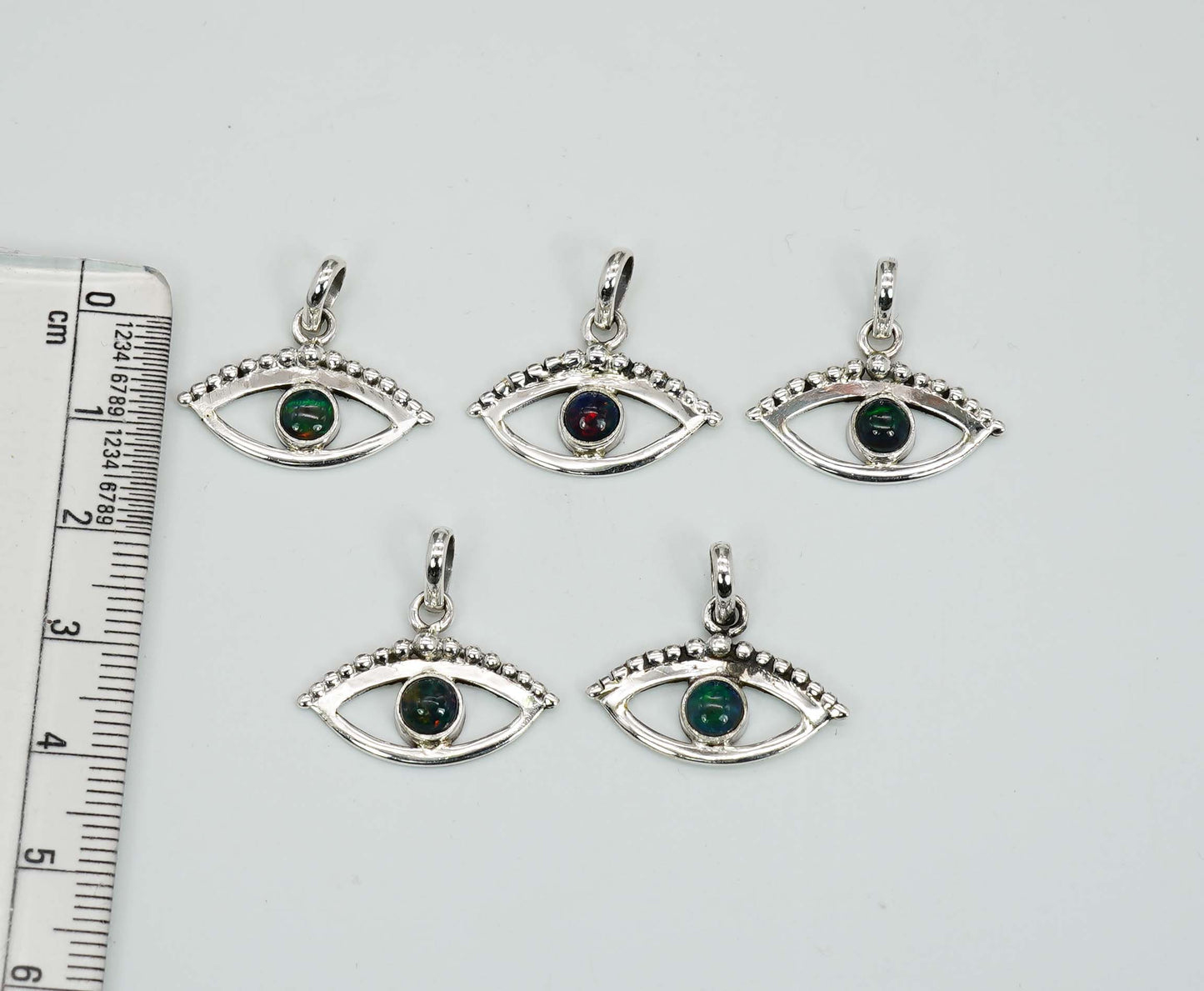 Wholesale 925 5PC Solid Sterling Silver Black Opal Eye Style Pendant Lot