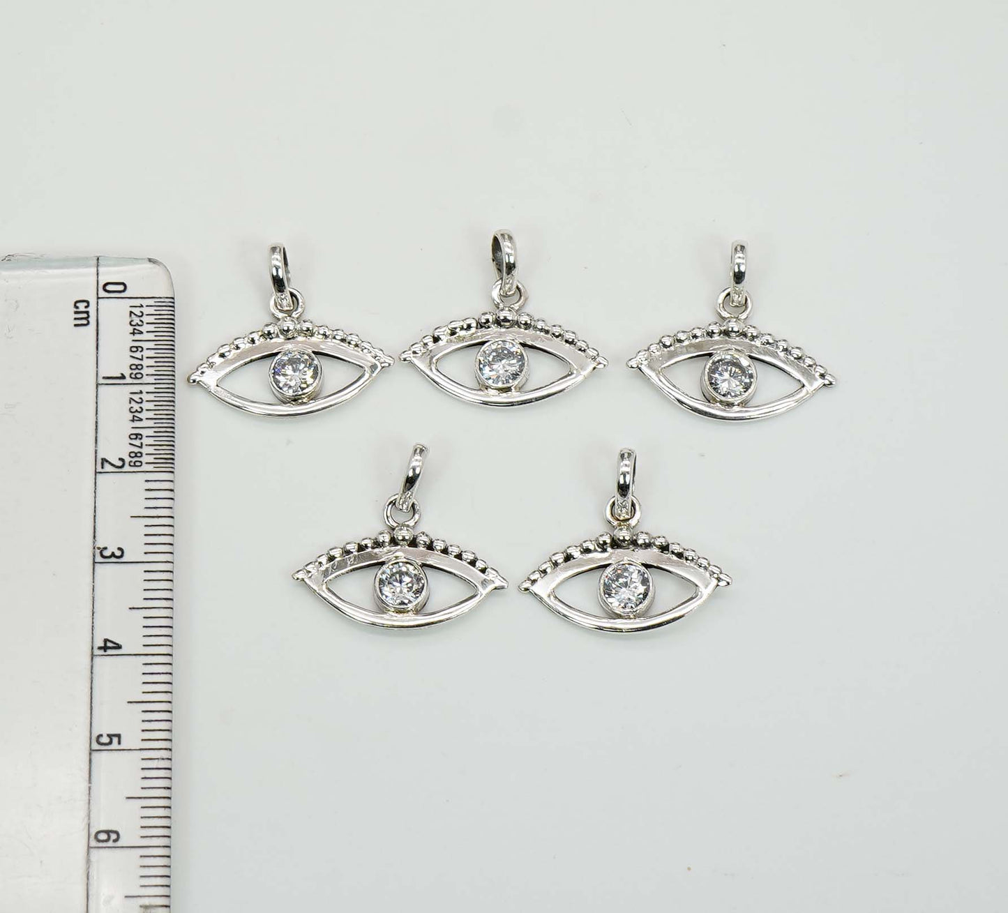 Wholesale 925 5PC Solid Sterling Silver Cut White Topaz Eye Style Pendant Lot