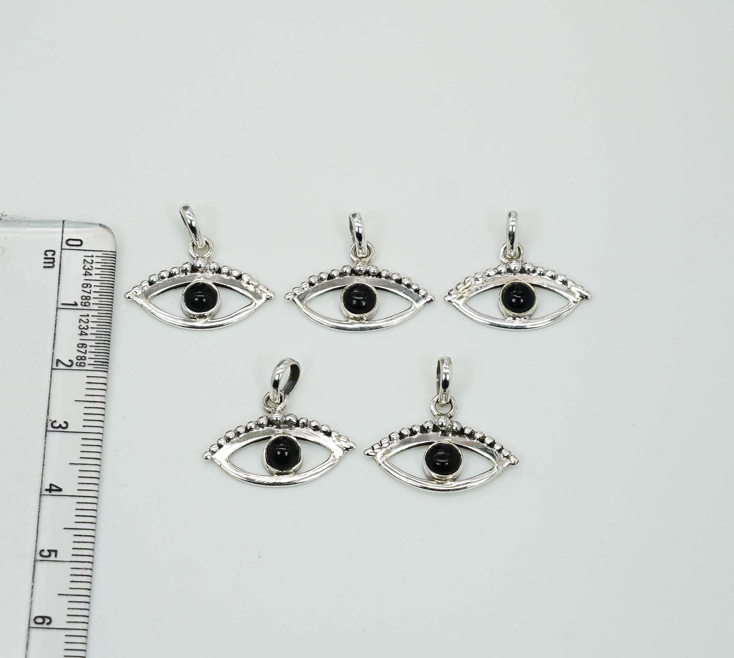 Wholesale 925 5PC Solid Sterling Silver Black Onyx Eye Style Pendant Lot