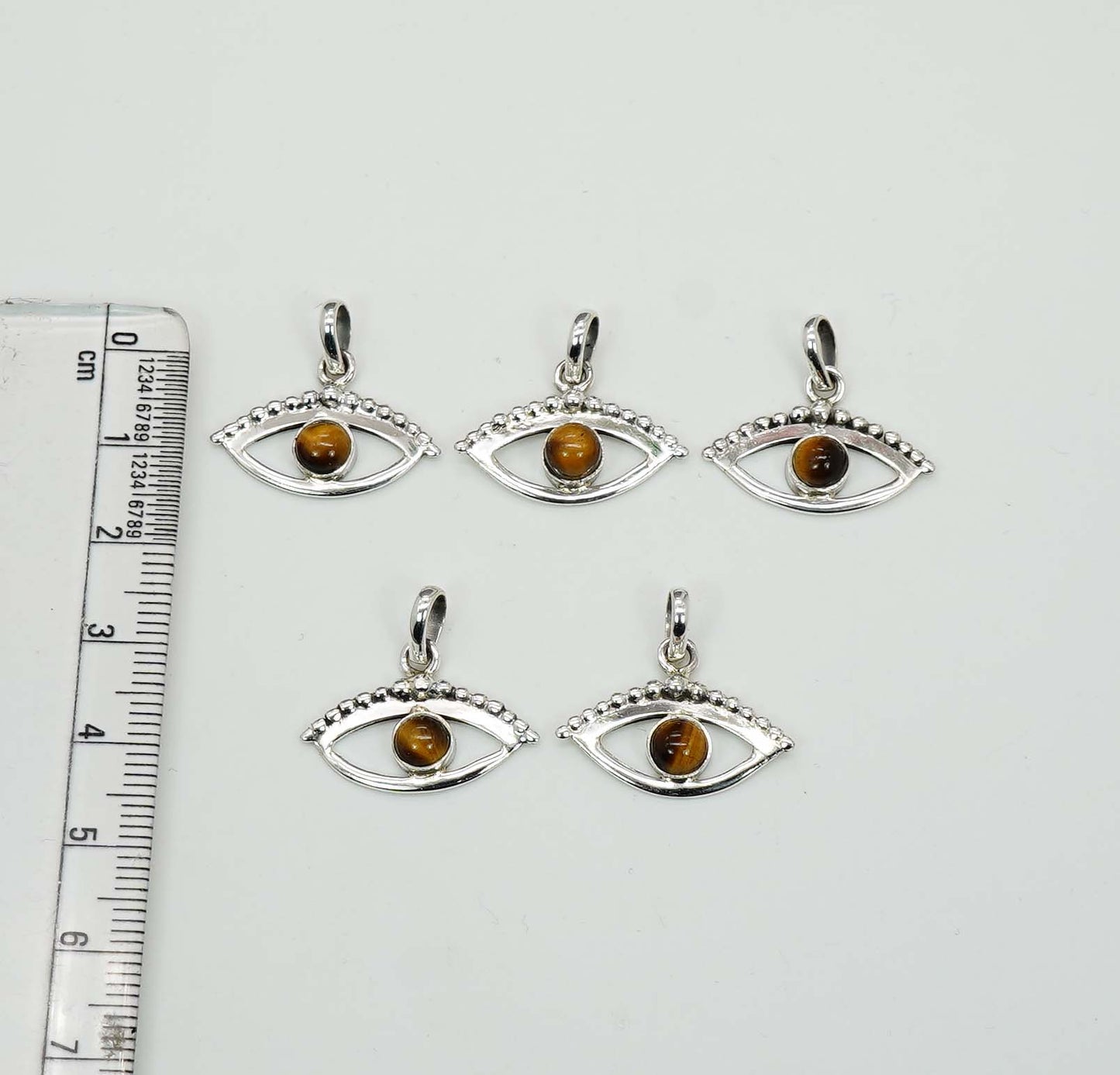 Wholesale 925 5PC Solid Sterling Silver Tiger Eye Eye Style Pendant Lot