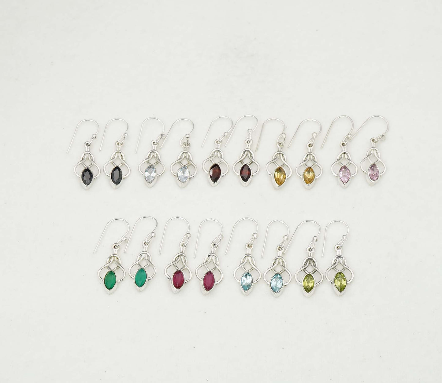 Wholesale 925 9PR Sterling Silver Cut Peridot Blue Topaz Mix Hook Earring Lot
