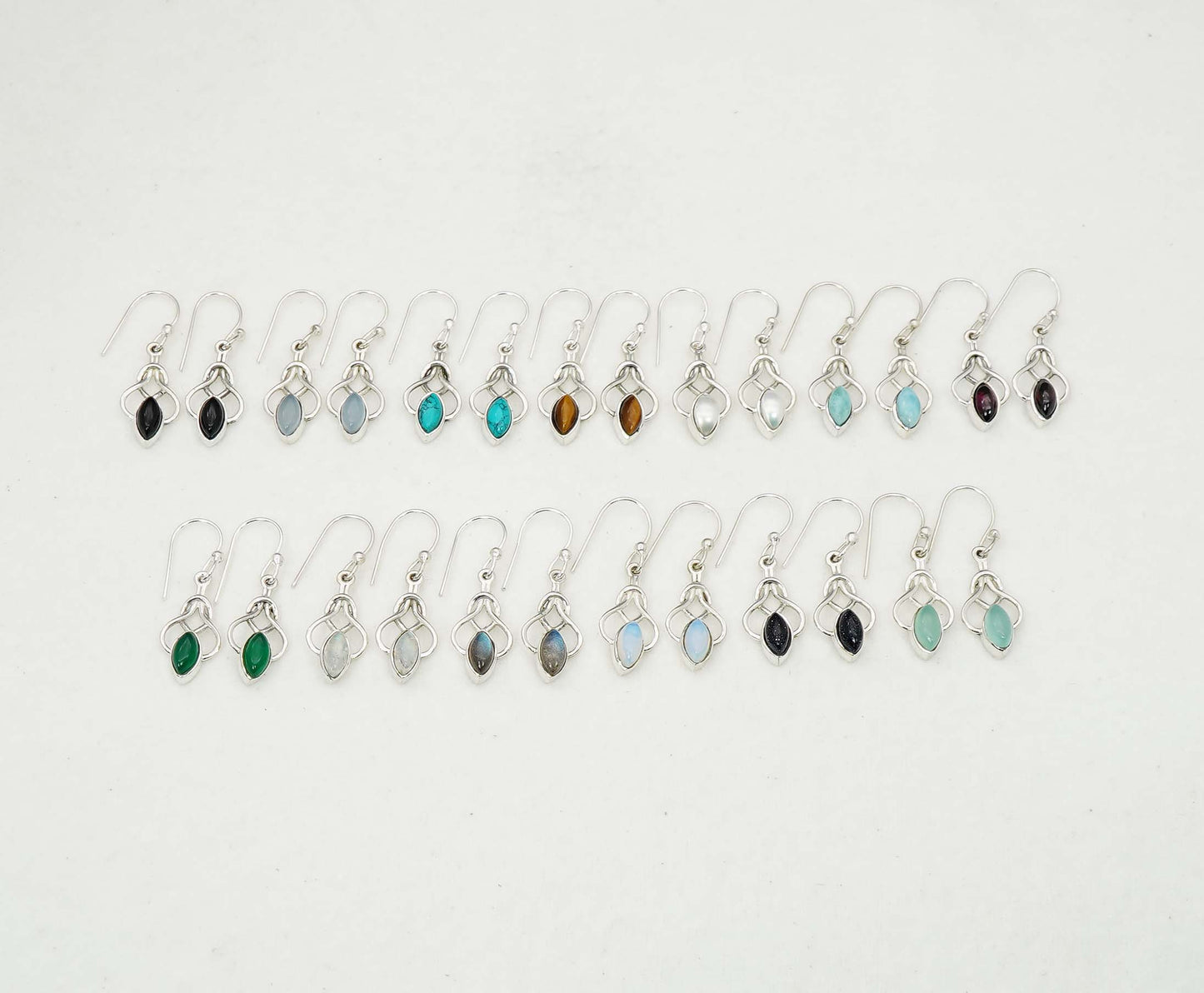 Wholesale 925 13PR Sterling Silver Turquoise Tiger Eye Mix Hook Earring Lot