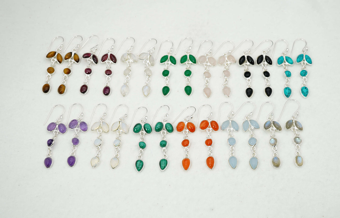 Wholesale 925 13PR Sterling Silver Turquoise Tiger Eye Mix Hook Earring Lot