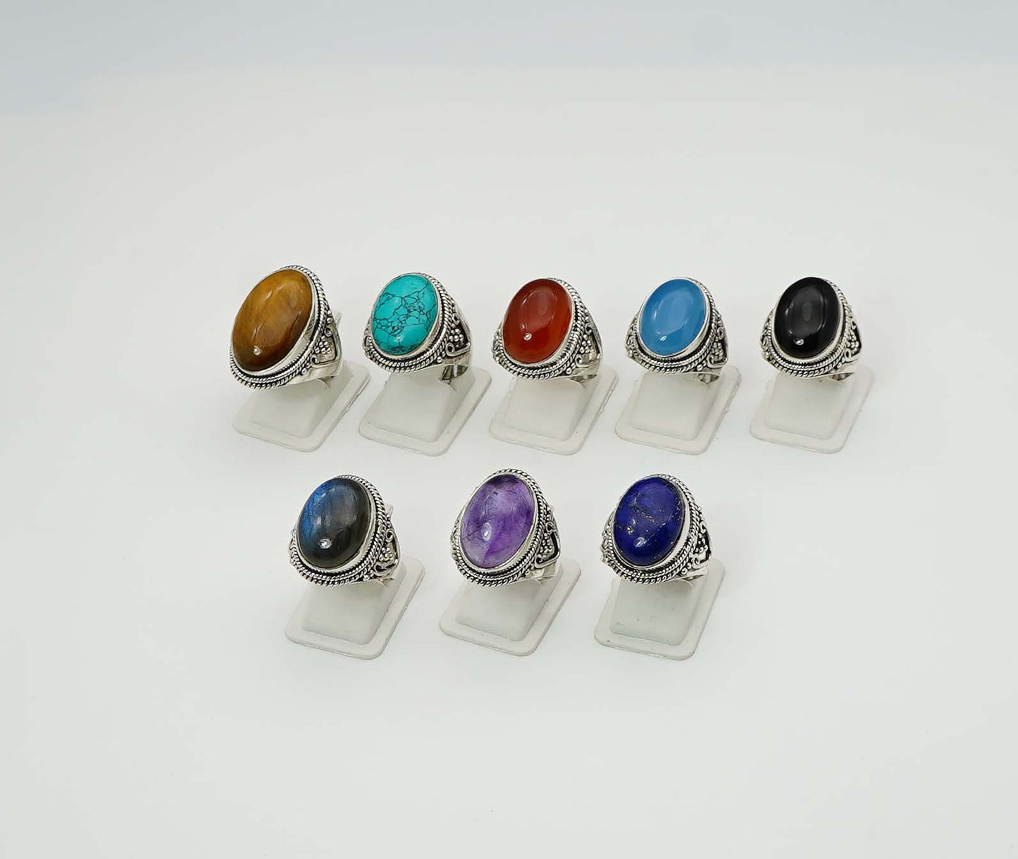 Wholesale 925 8PC Sterling Silver Red Carnelian Amethyst Mix Stone Ring Lot