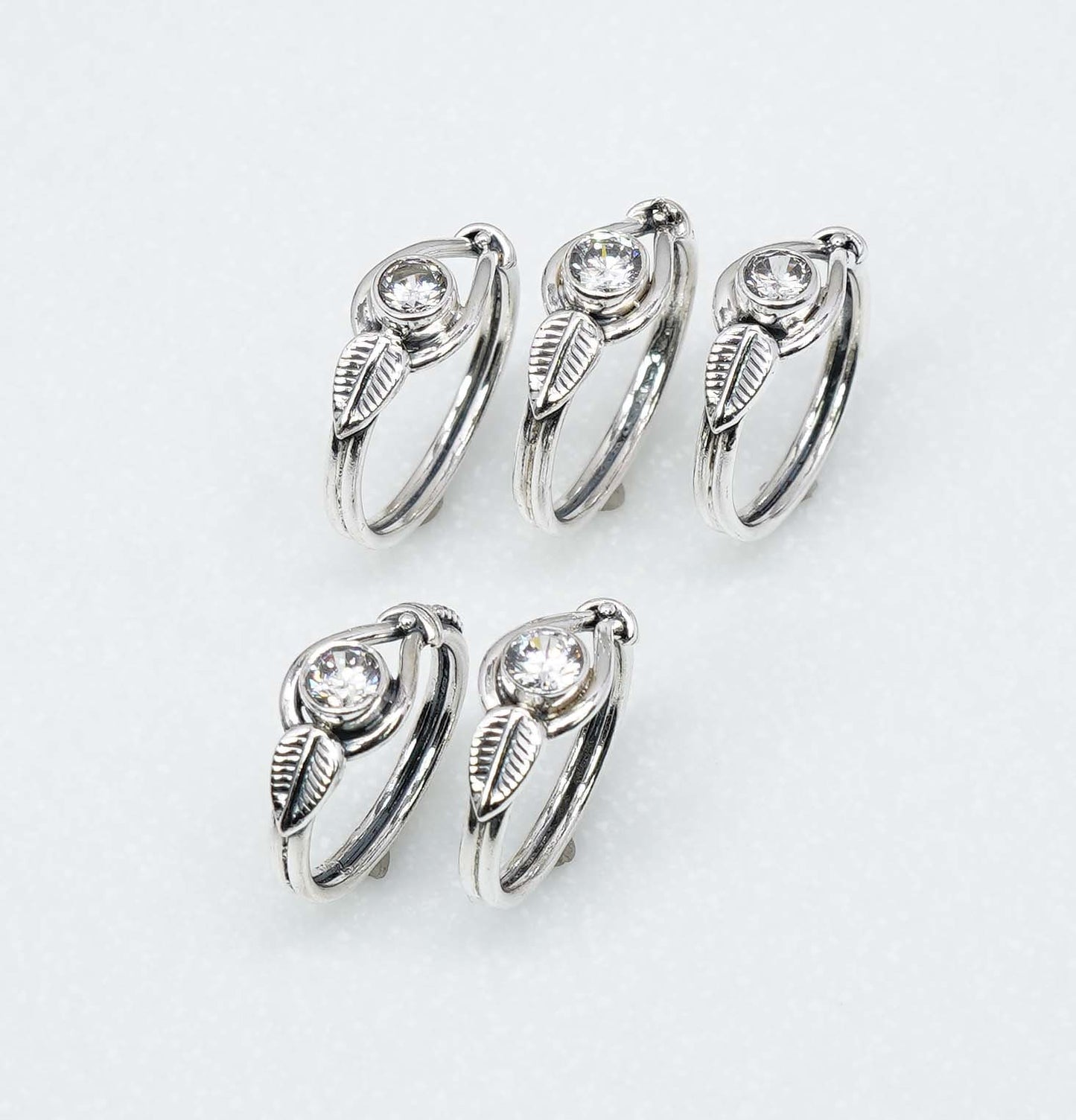 Wholesale 925 5PC Solid Sterling Silver Faceted Natural White Topaz Ring Lot