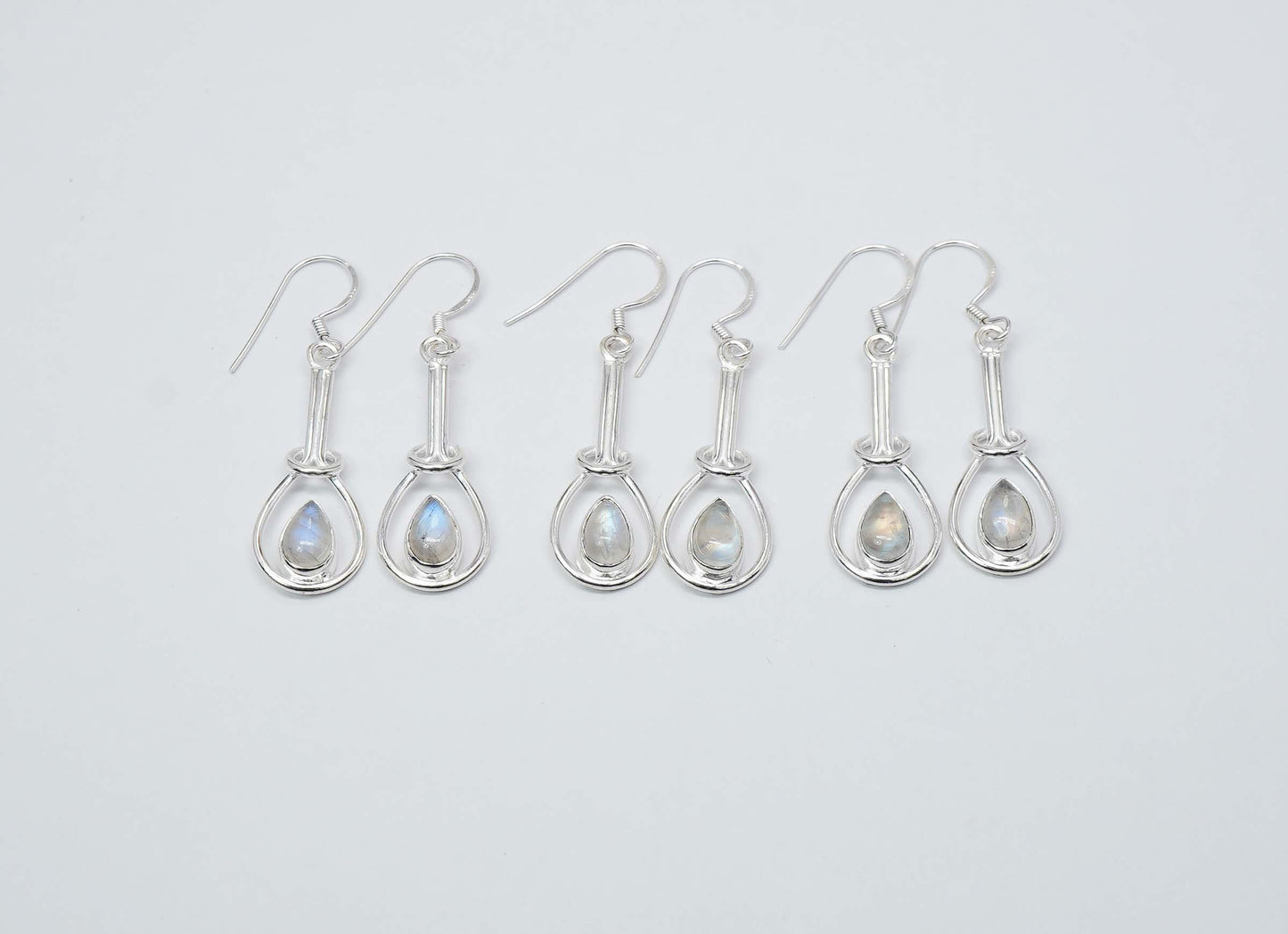 Wholesale 925 3PR Solid Sterling Silver Rainbow Moonstone Hook Earring Lot