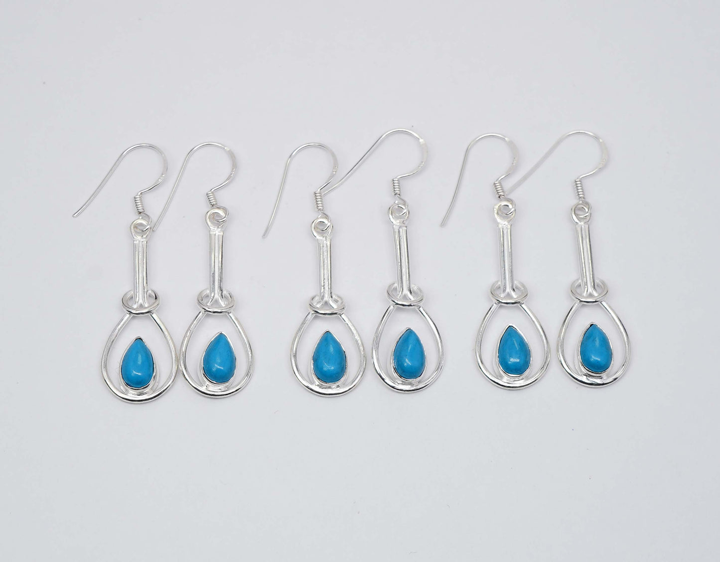 Wholesale 925 3PR Sterling Silver Sleeping Beauty Turquoise Hook Earring Lot