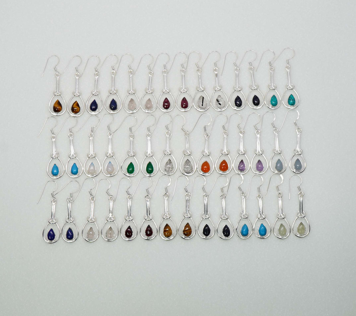 Wholesale 925 21PR Sterling Silver Pink Rose Quartz Mix Hook Earring Lot