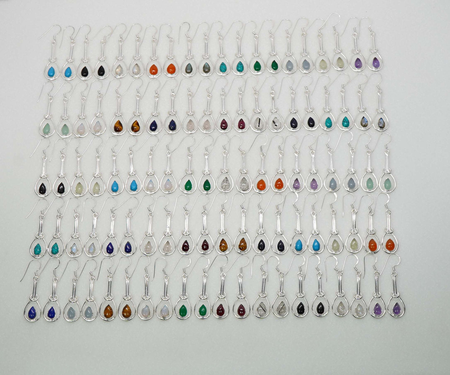 Wholesale 925 50PR Sterling Silver Pink Rose Quartz Mix Hook Earring Lot