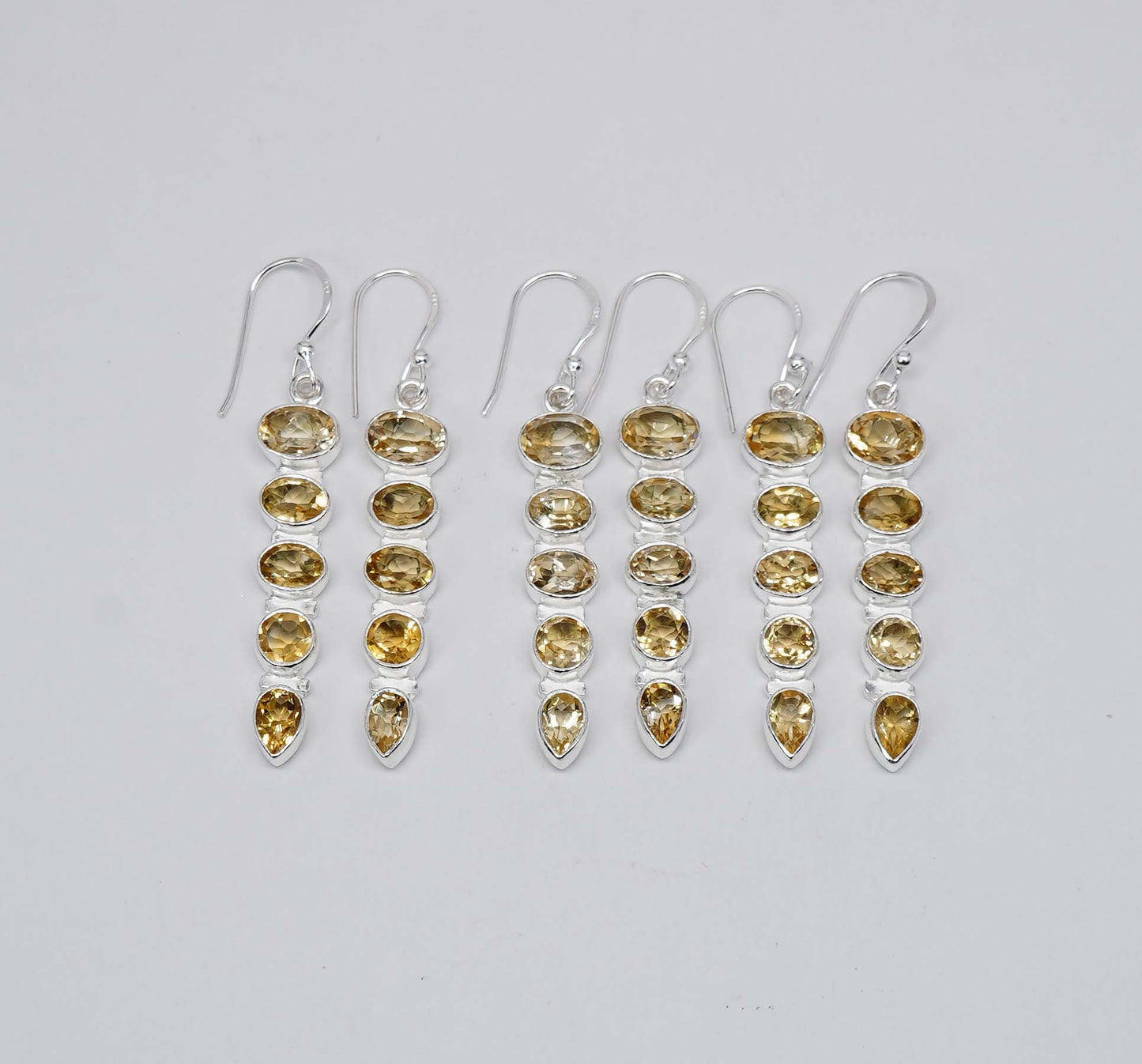 Wholesale 925 3PR Sterling Silver Faceted Yellow Citrine Hook Earring Lot