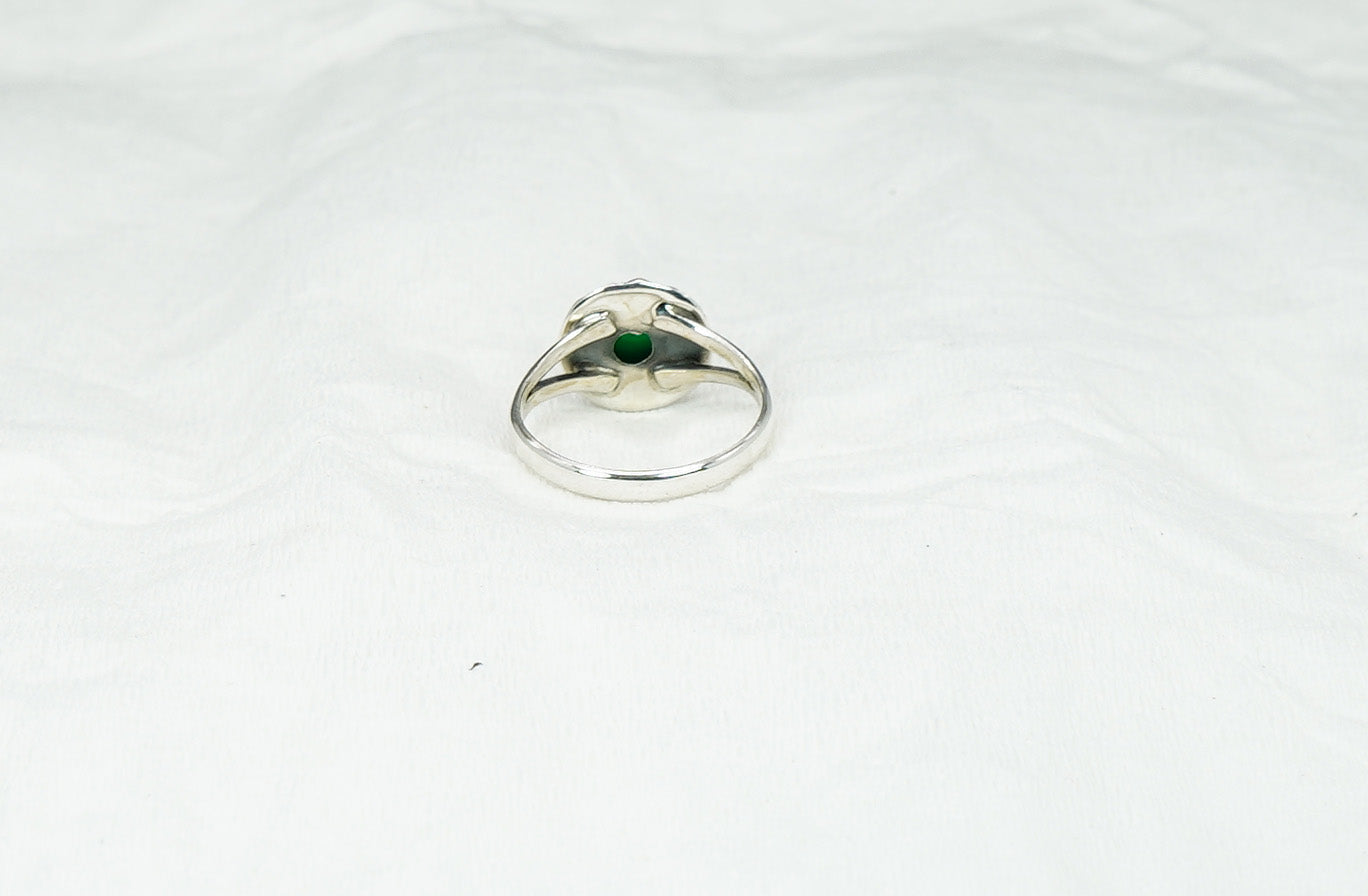 925 Solid Sterling Silver Green Onyx Ring - 6 US