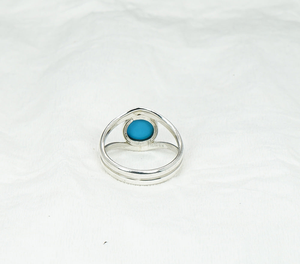925 Solid Sterling Silver Sleeping Beauty Turquoise Ring - 7 US