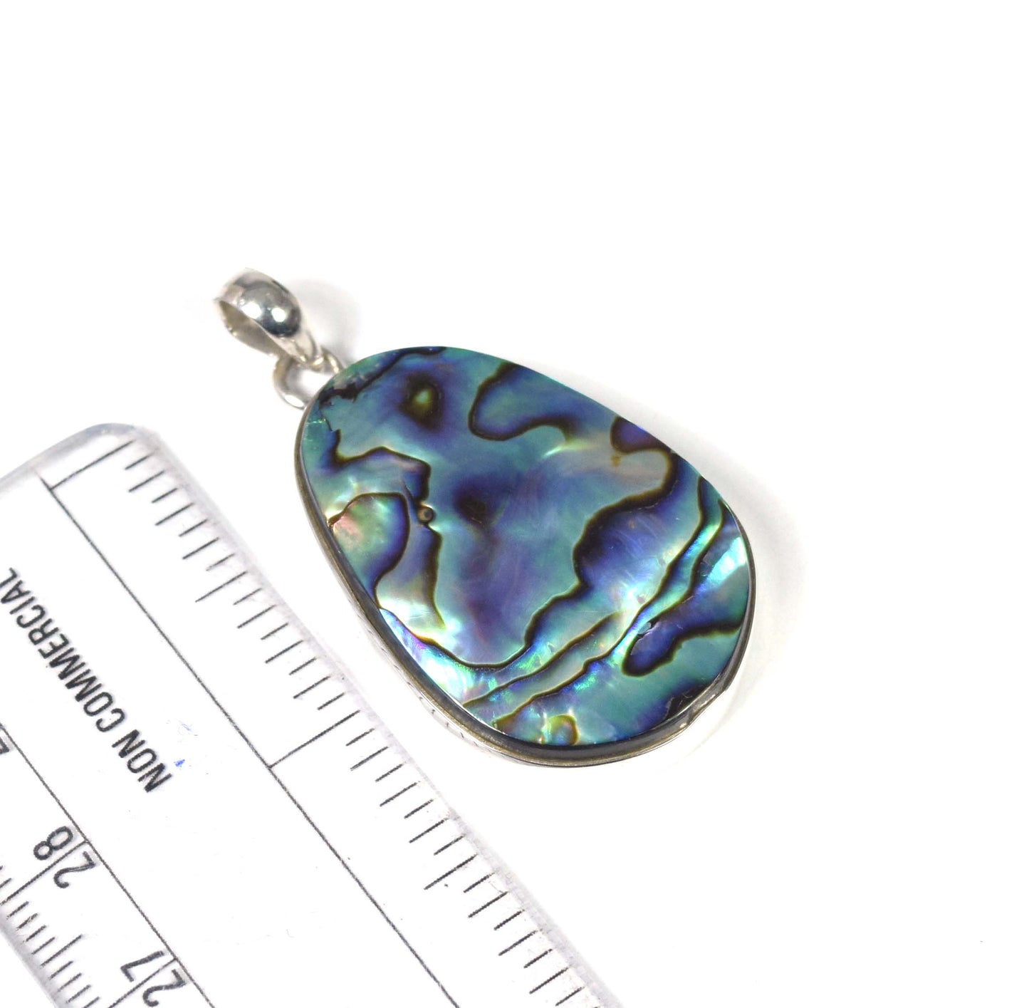 925 Solid Sterling Silver Abalone Shell Pendant-1.8 Inch