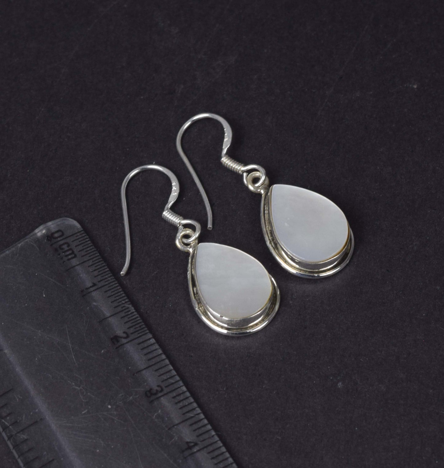 925 Solid Sterling Silver Mother Of Pearl Hook Earring-1.2 Inch