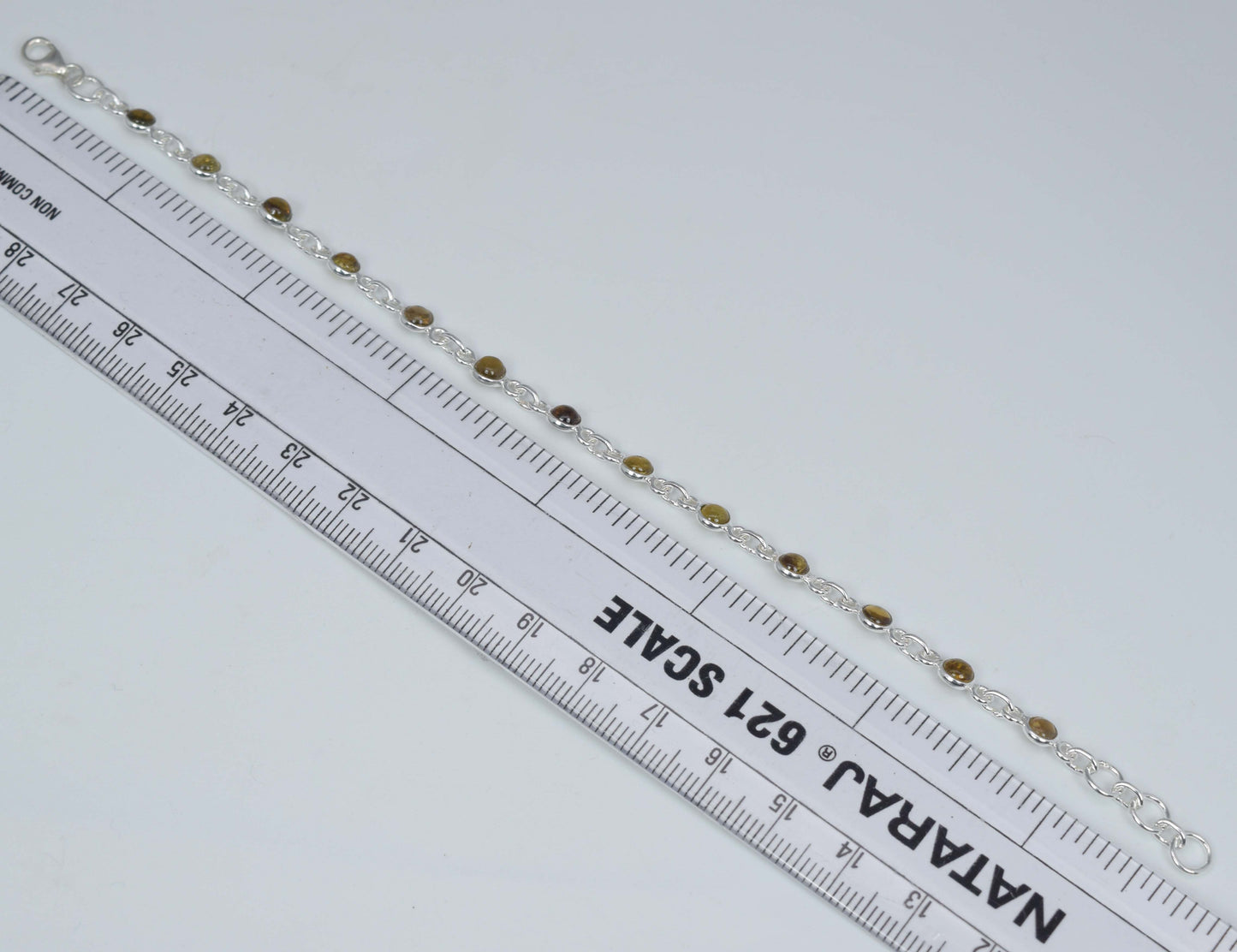 925 Solid Sterling Silver Yellow Tourmaline HANDMADE BRACELET-8 Inch