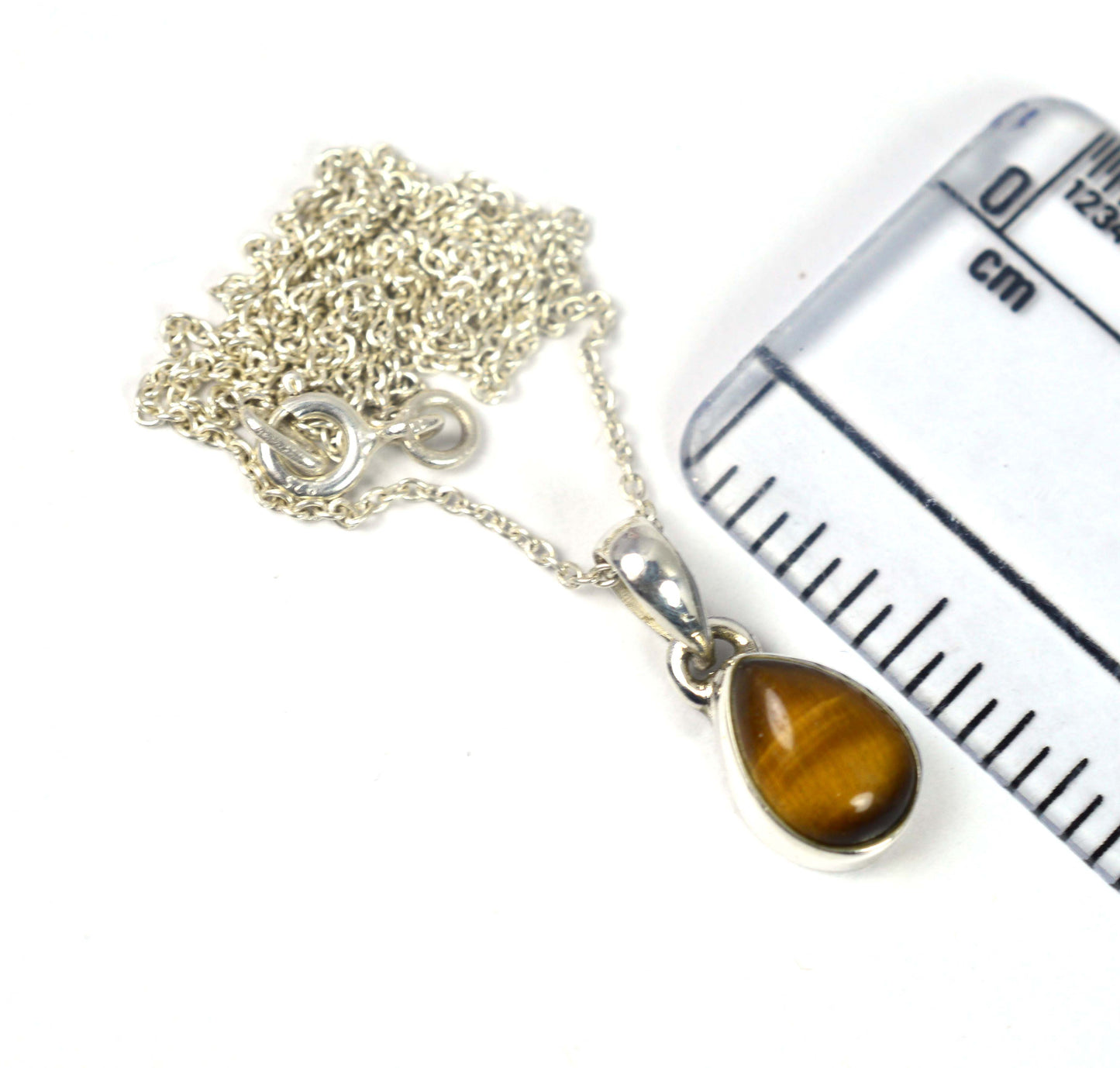 925 SOLID STERLING SILVER TIGER EYE CHAIN PENDANT- 18.7 INCH