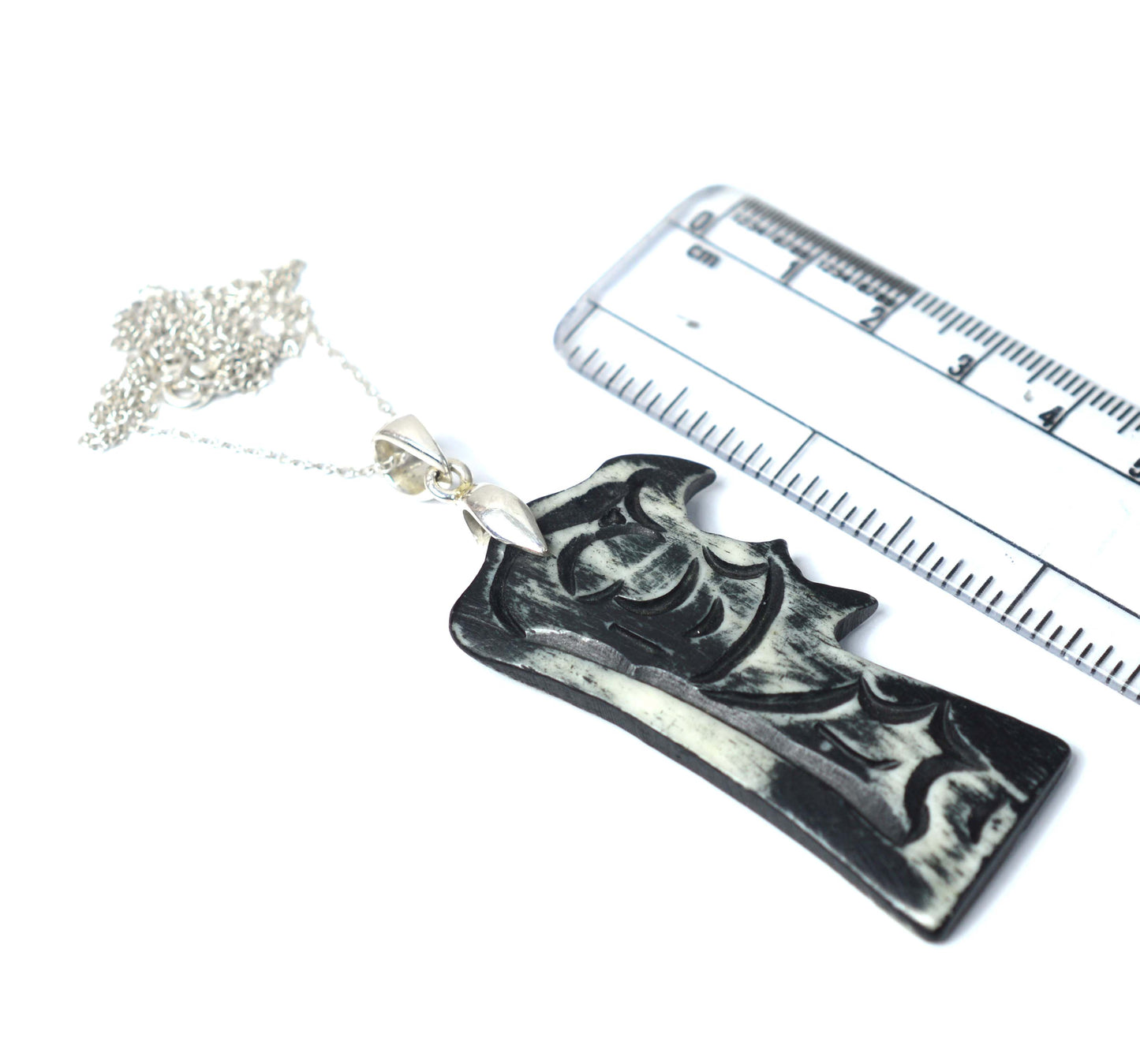 925 SOLID STERLING SILVER WOODEN CRAFTED CHAIN PENDANT -20.8 INCH