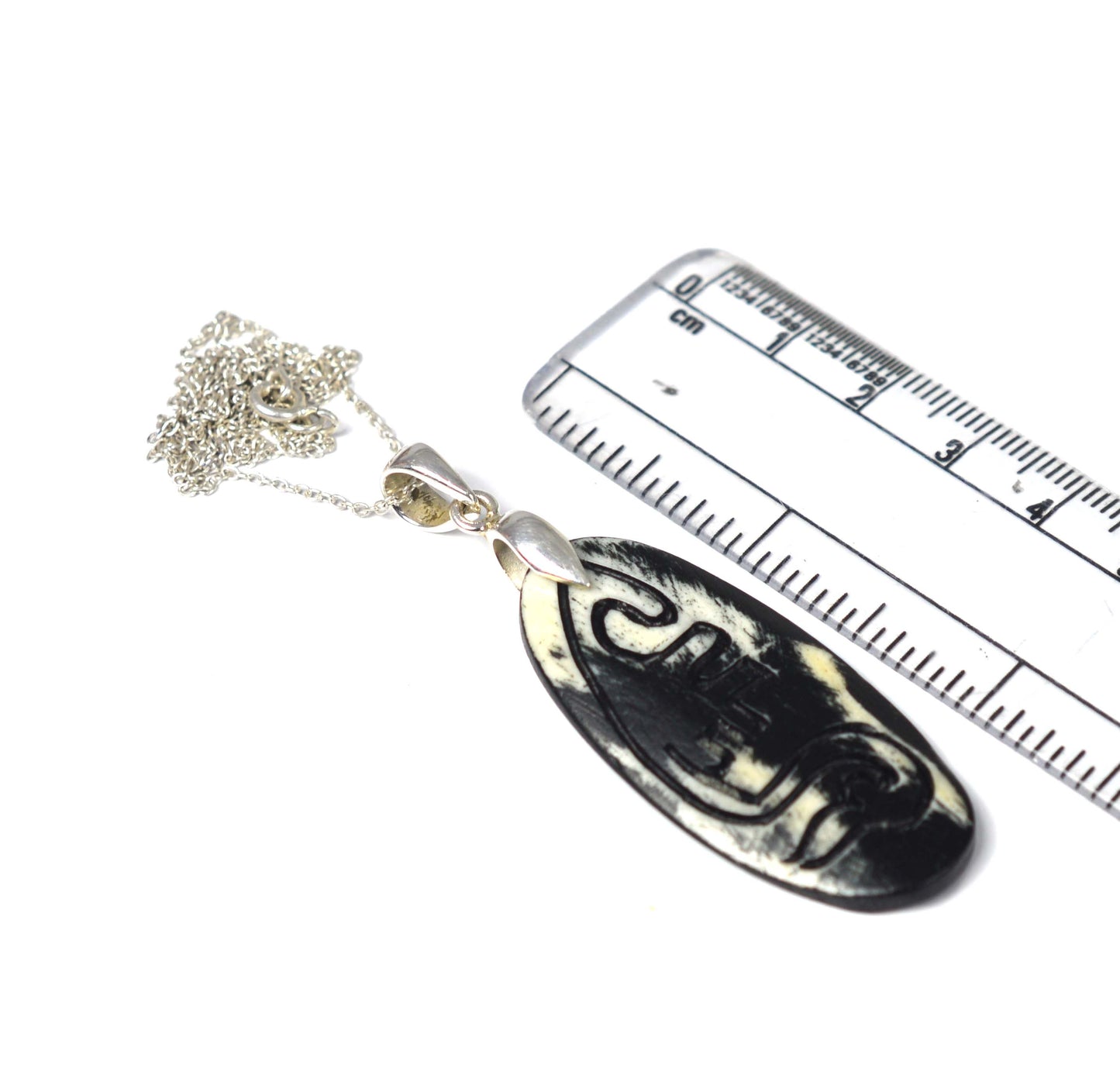 925 SOLID STERLING SILVER WODDEN CRAFTED CHAIN PENDANT -20.3 INCH