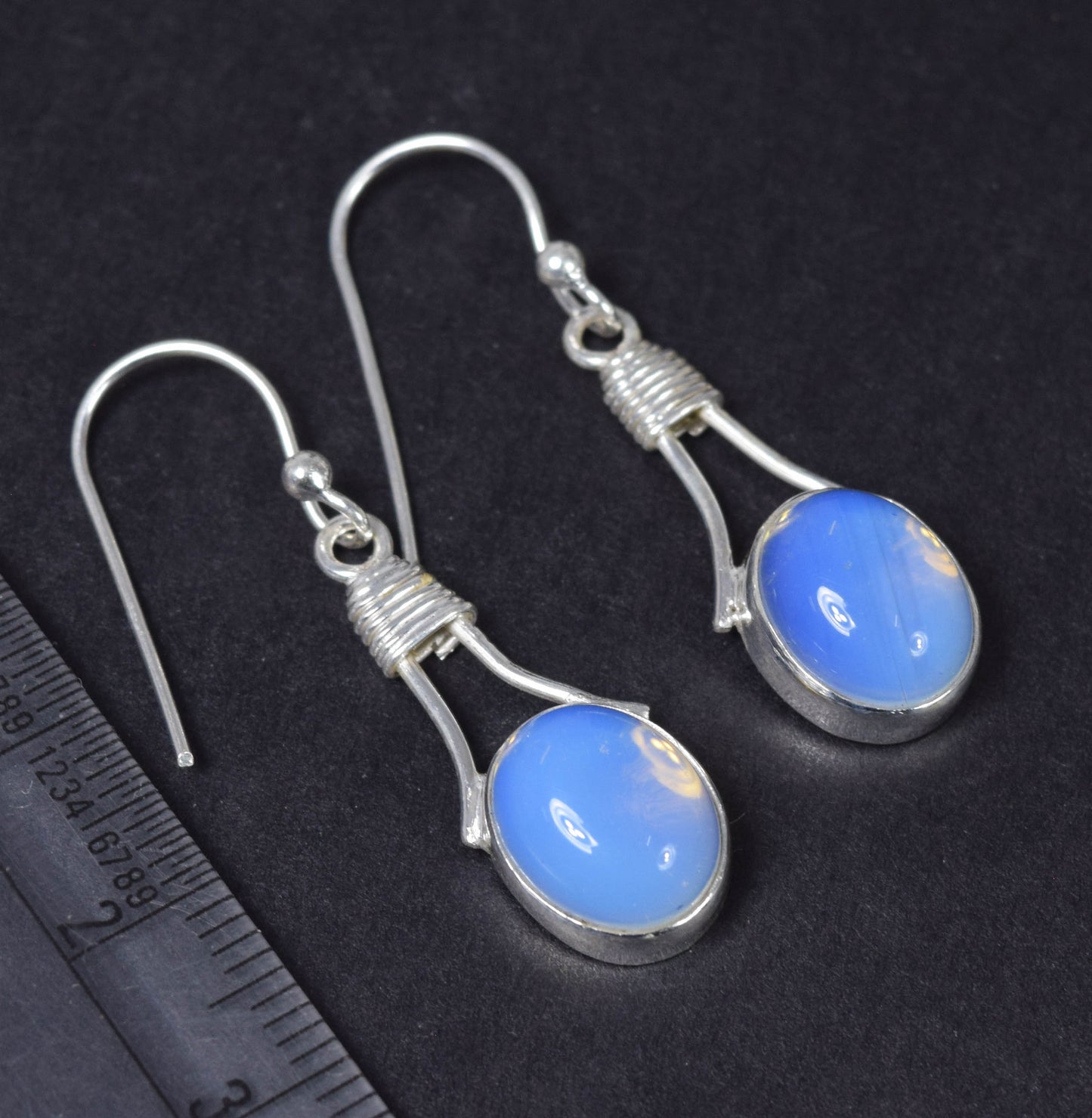 925 Solid Sterling Silver Milky Opalite Hook Earring