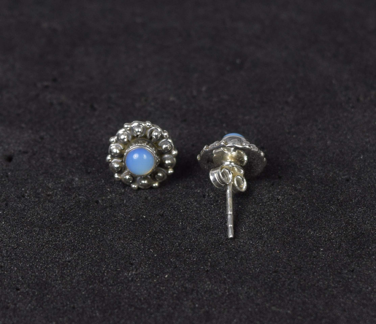 925 Solid Sterling Silver Milky Opalite Stud Earring