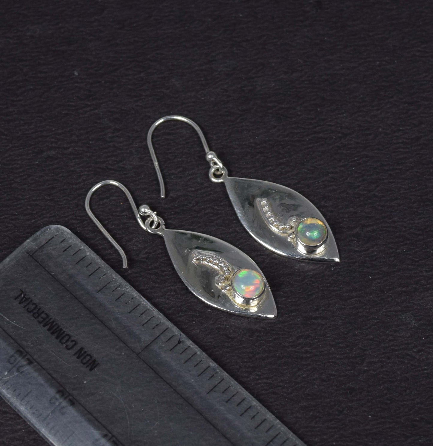 925 Solid Sterling Silver Ethiopian Opal Hook Earring-1.5 Inch