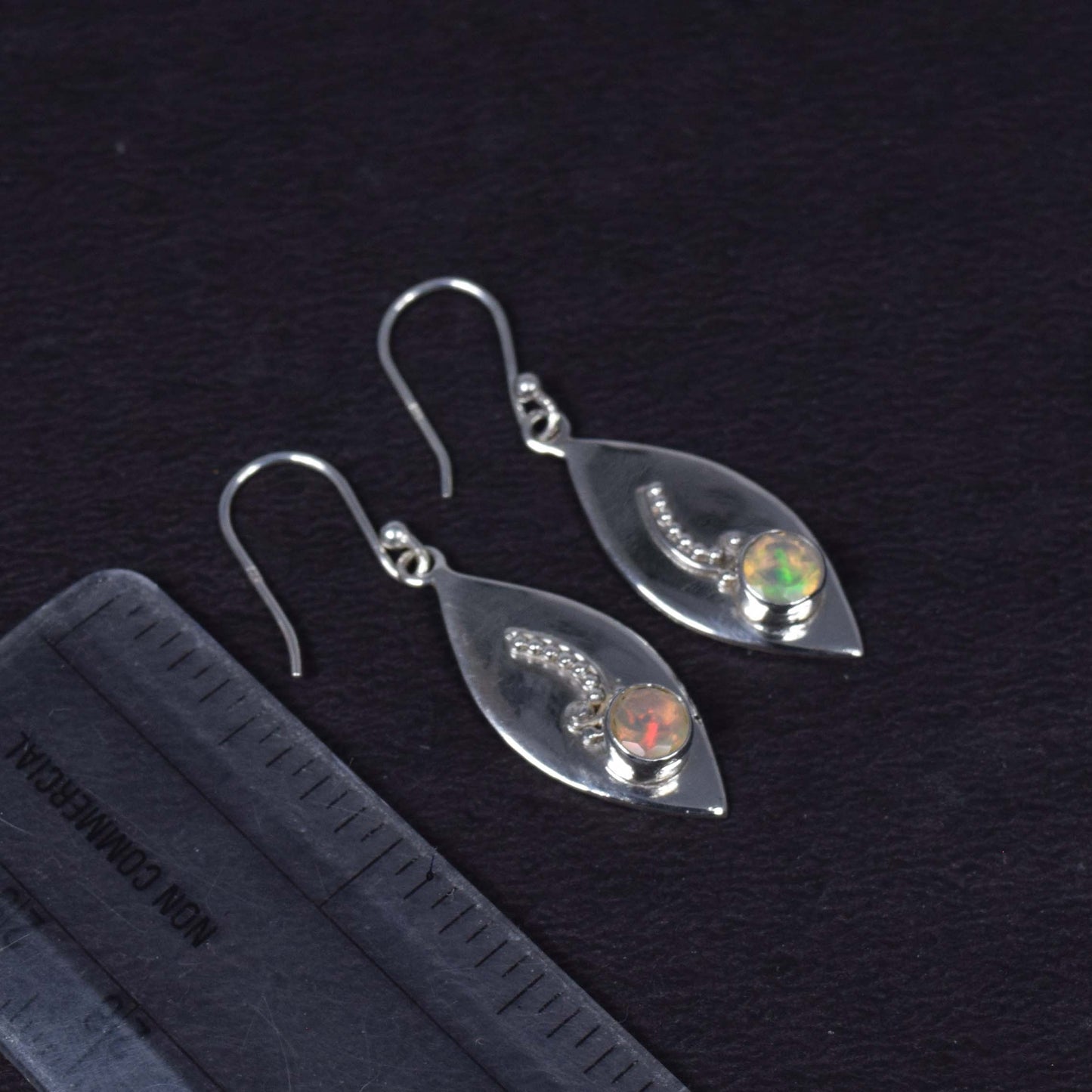 925 Solid Sterling Silver Cut Ethiopian Opal Hook Earring-1.6 Inch