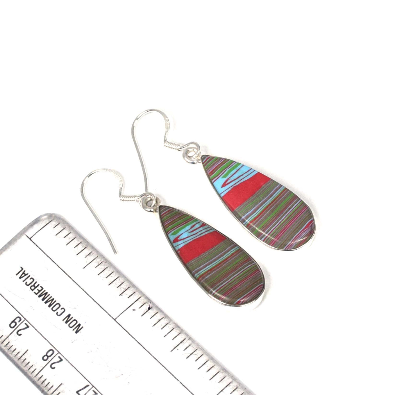 925 Solid Sterling Silver Multi Jasper Hook Earring-1.5 Inch