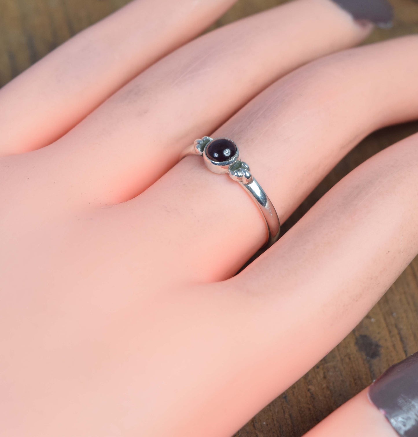 925 Solid Sterling Silver Red Garnet Ring