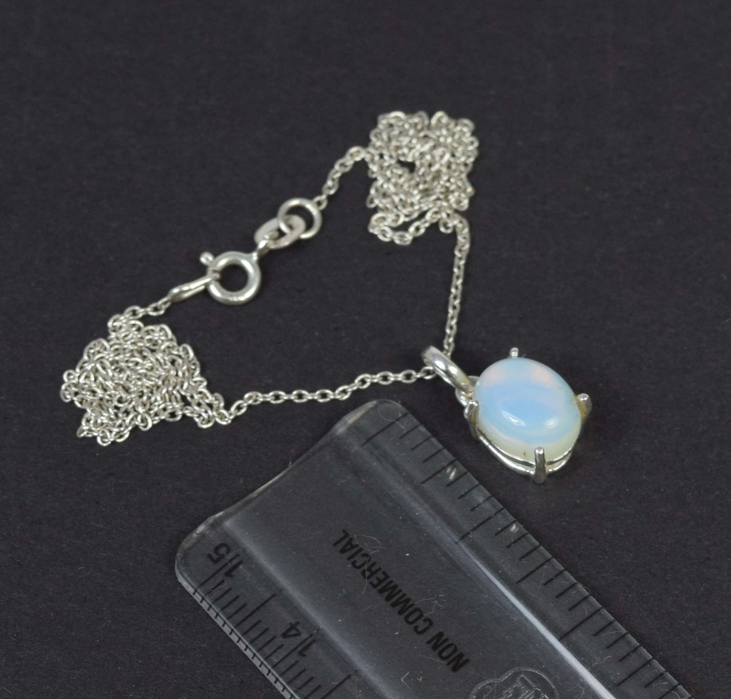 925 Solid Sterling Silver Milky Opalite Chain Pendant