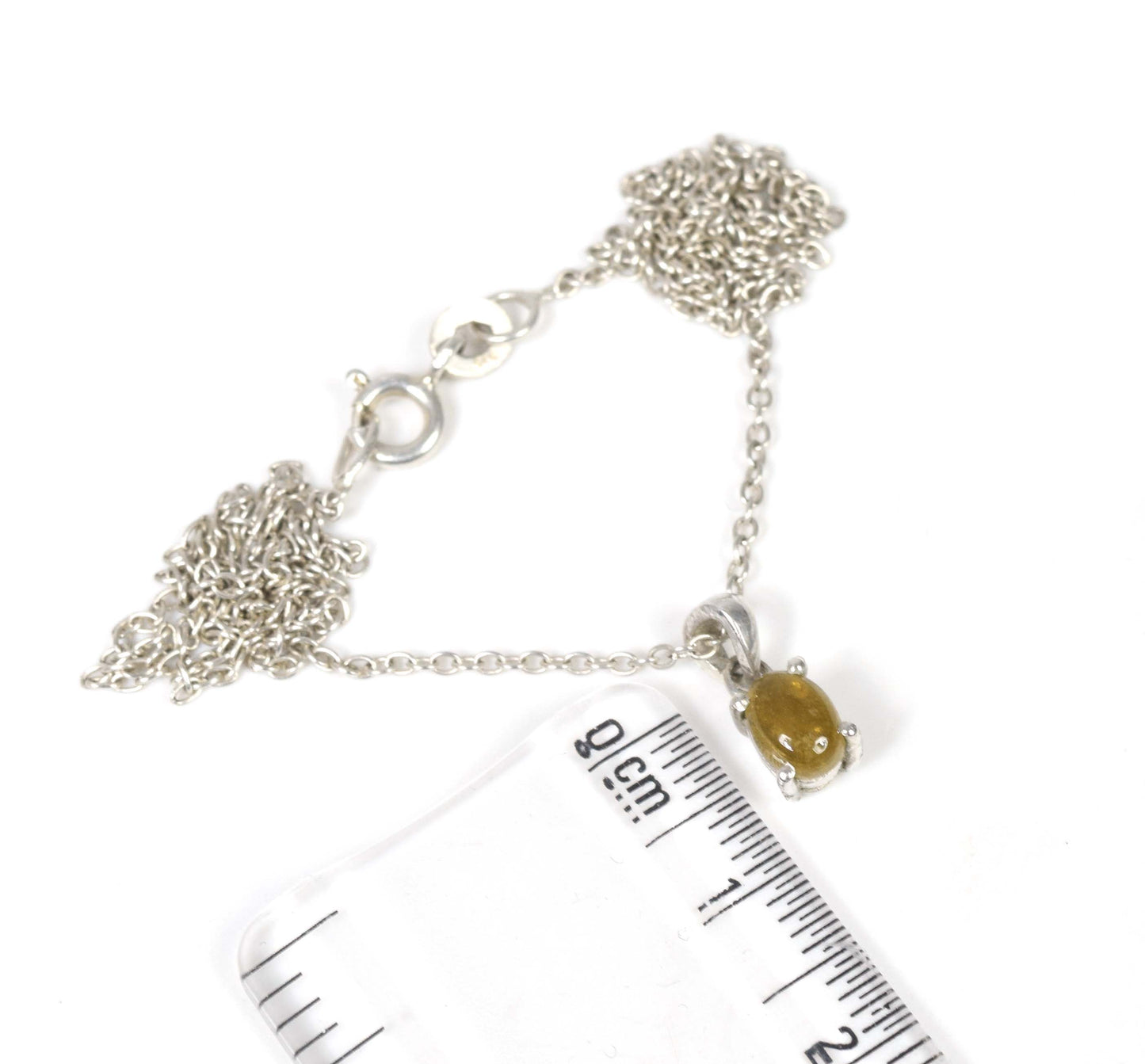925 Solid Sterling Silver Yellow Tourmaline Chain Pendant-18.5 Inch