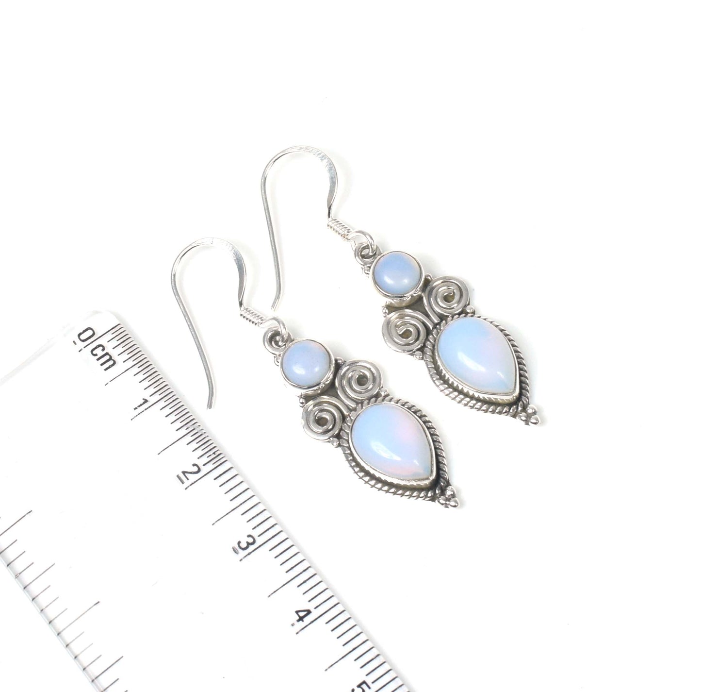 925 Solid Sterling Silver Milky Opalite Hook Earring -1.5 inch