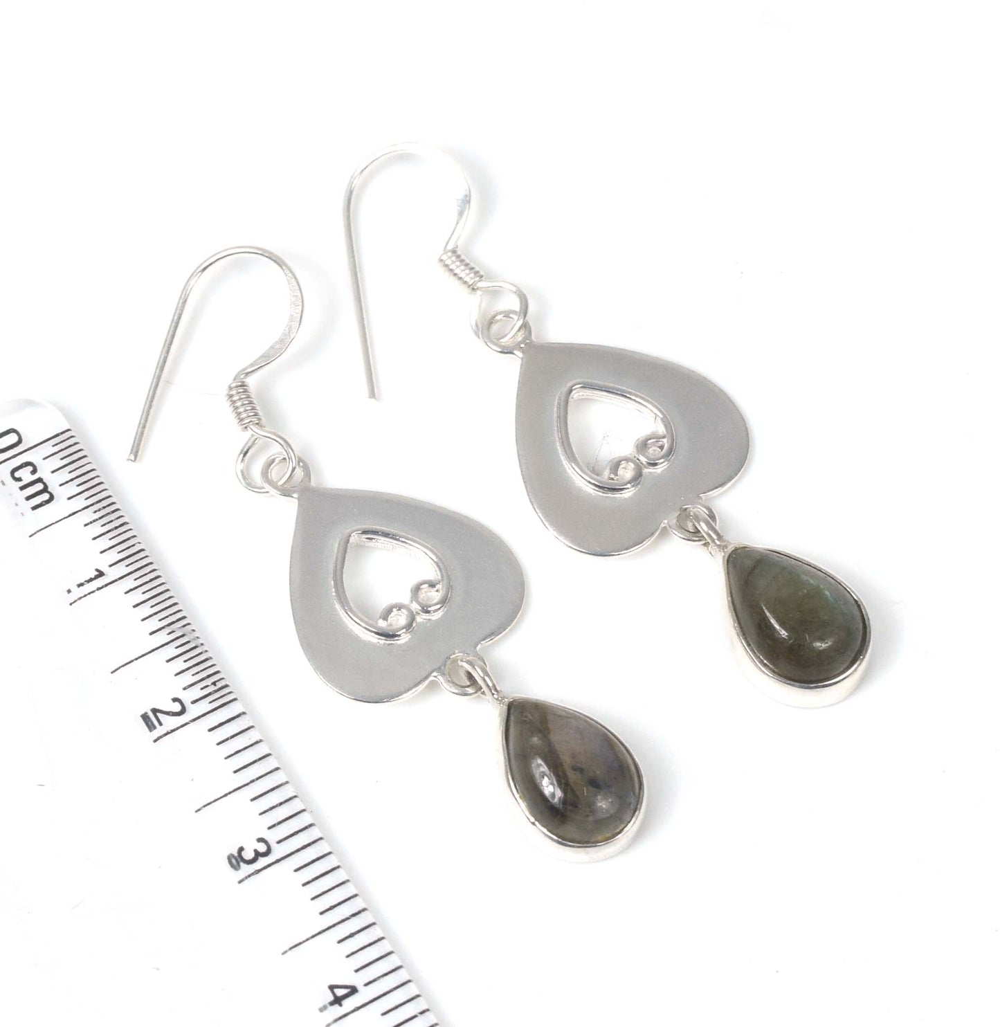 925 Solid Sterling Silver Labradorite Hook Earring -1.6 inch