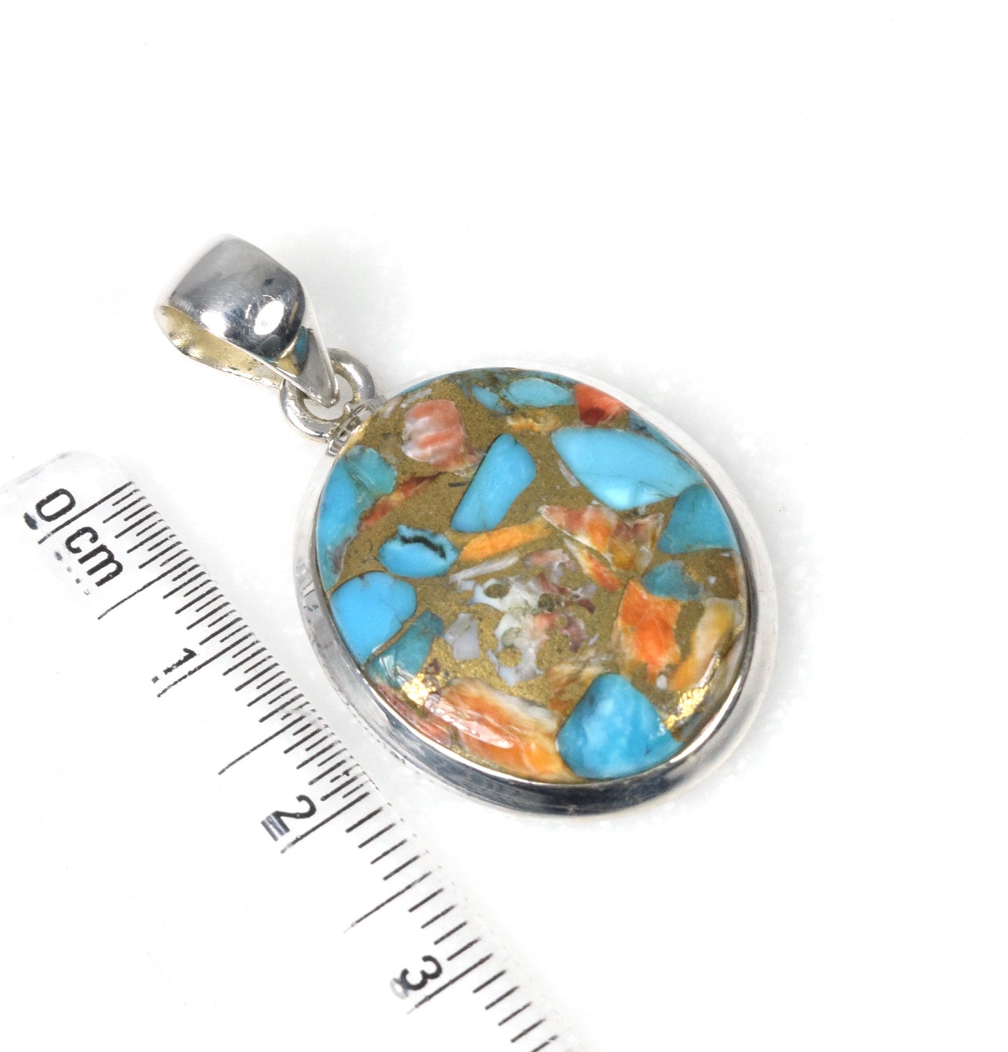 925 Solid Sterling Silver Oyster Turquoise Pendant-1.5 Inch