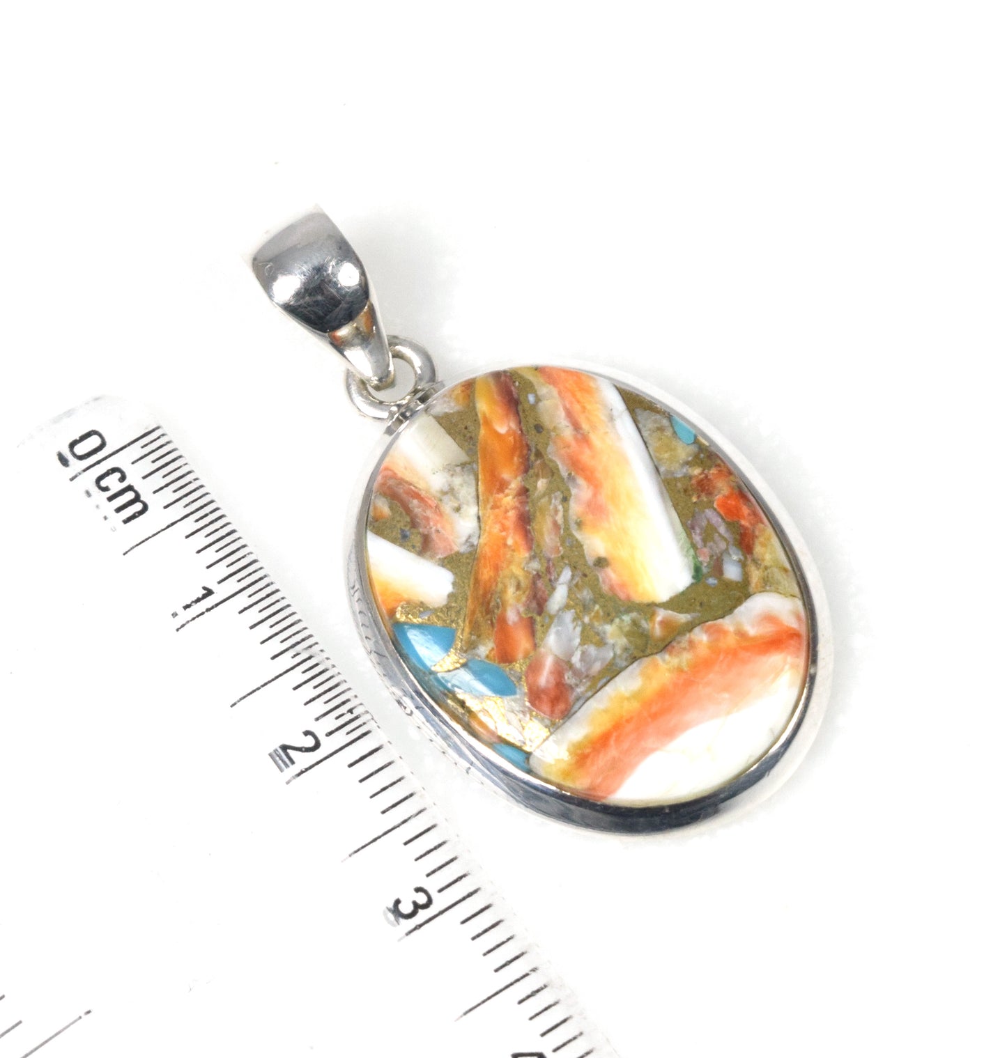 925 Solid Sterling Silver Oyster Turquoise Pendant-1.5 Inch