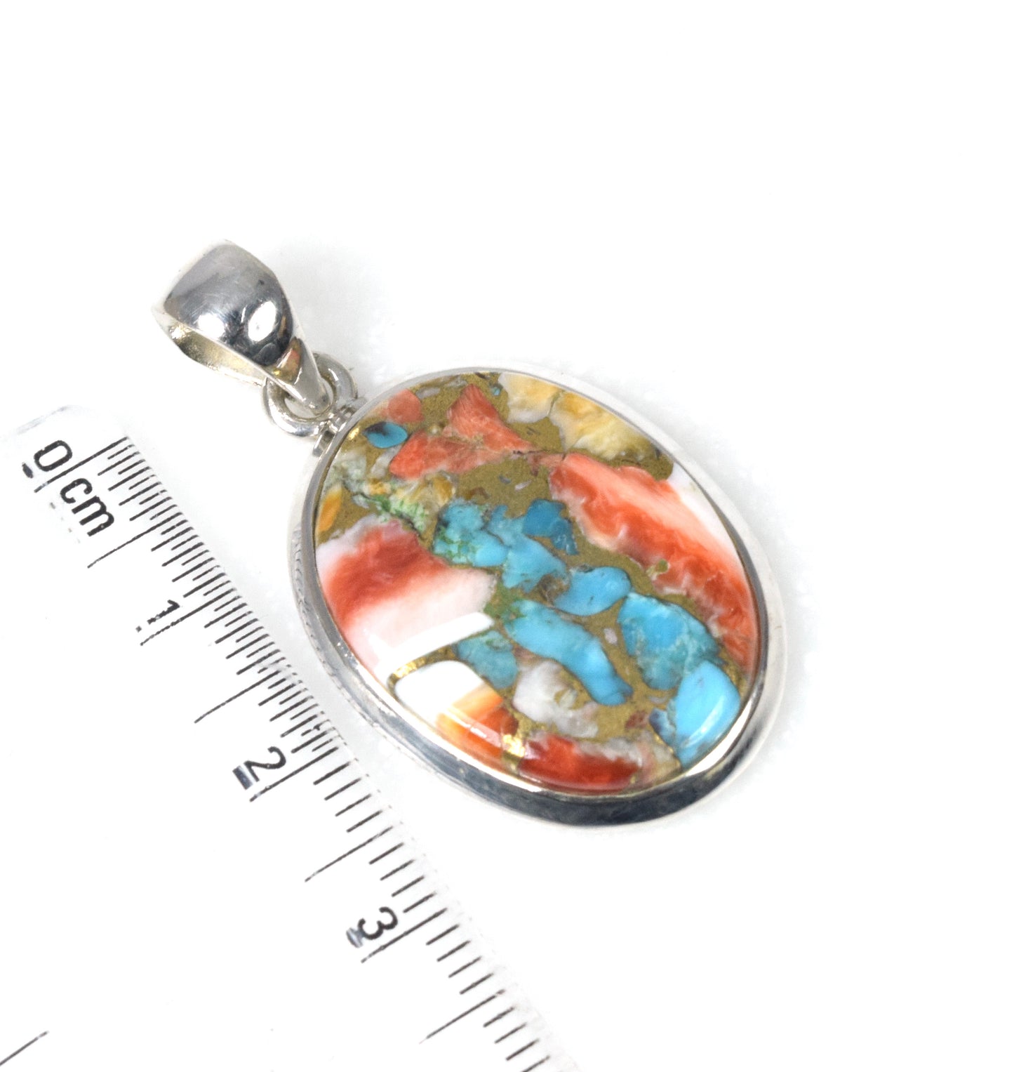 925 Solid Sterling Silver Oyster Turquoise Pendant-1.5 Inch