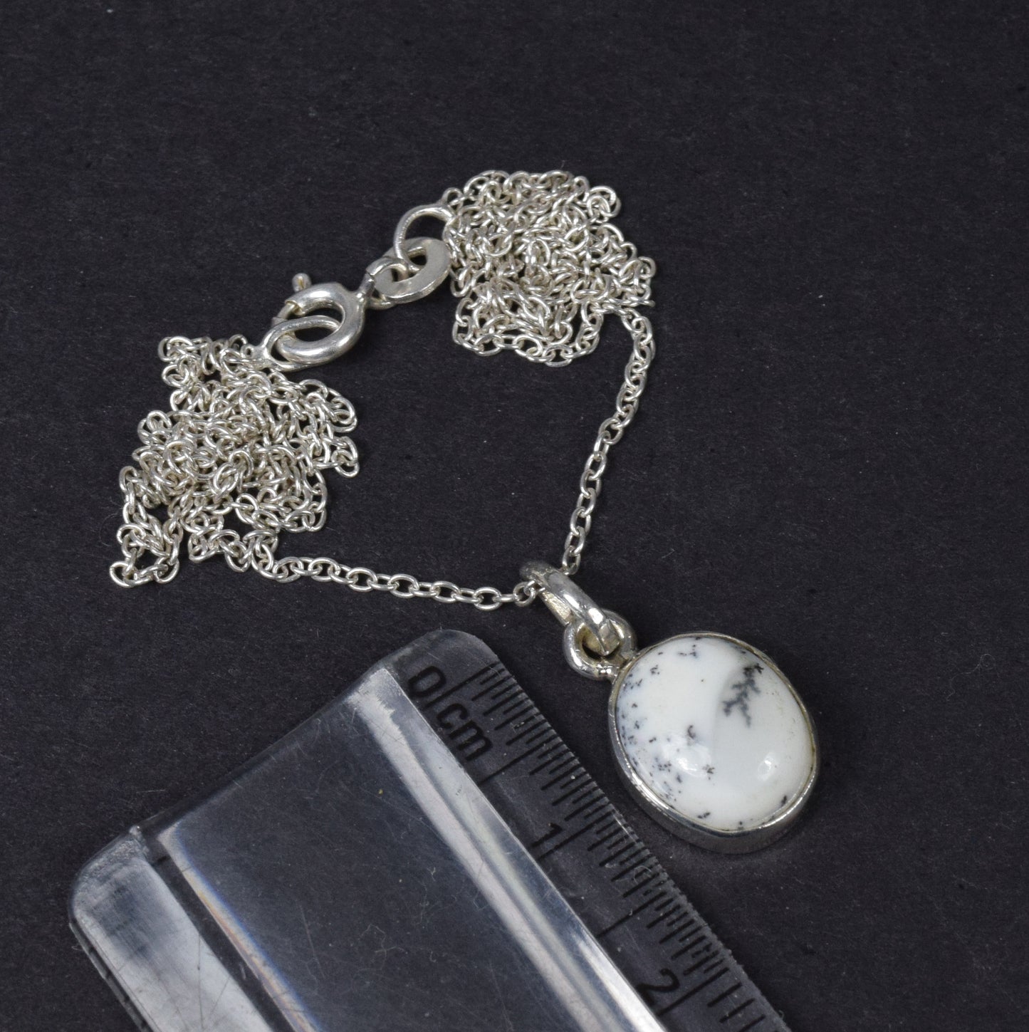 925 Solid Sterling Silver Dendrite Opal Chain Pendant-18.6 Inch