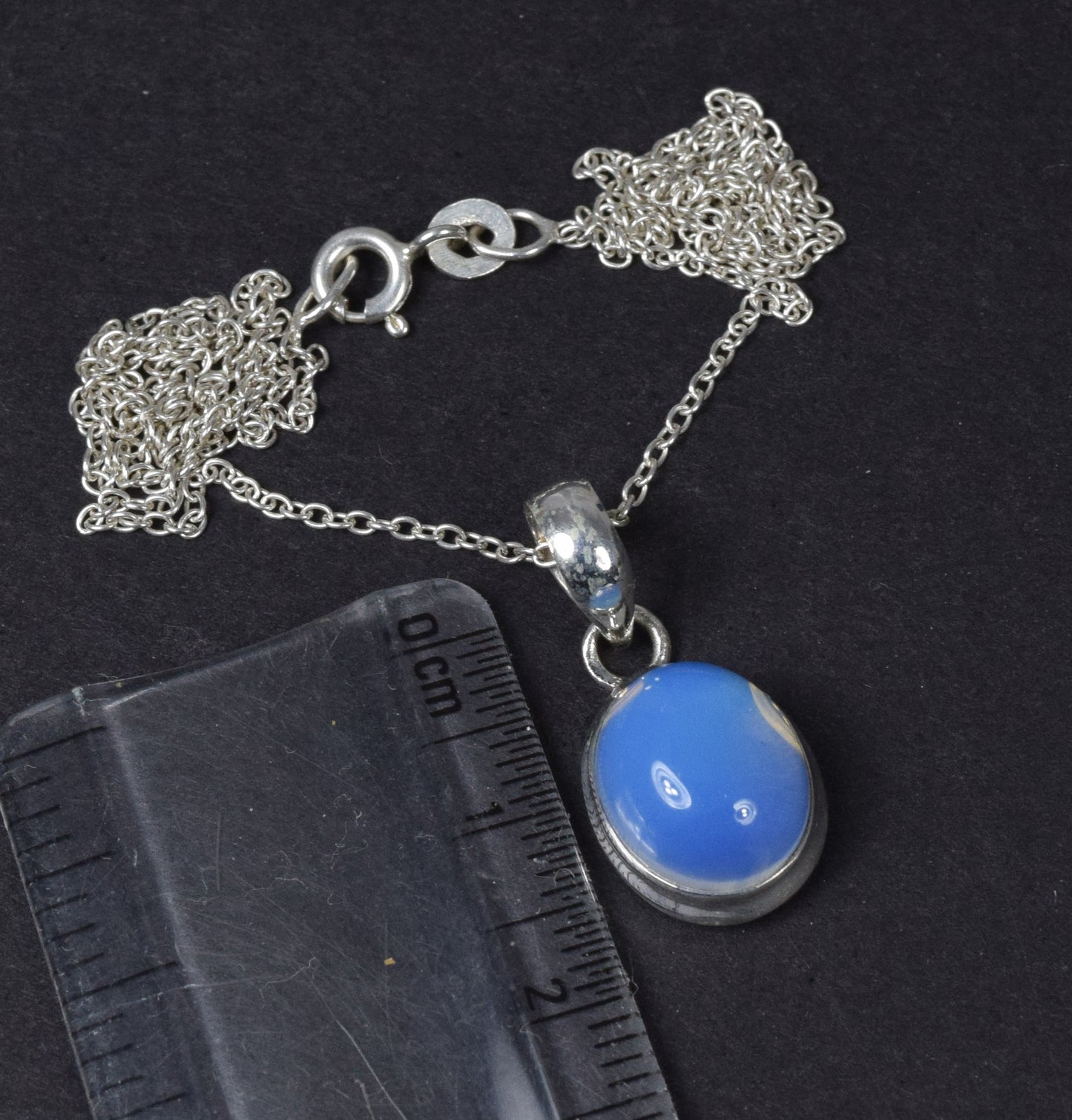 925 Solid Sterling Silver Milky Opalite Chain Pendant-18.8 Inch