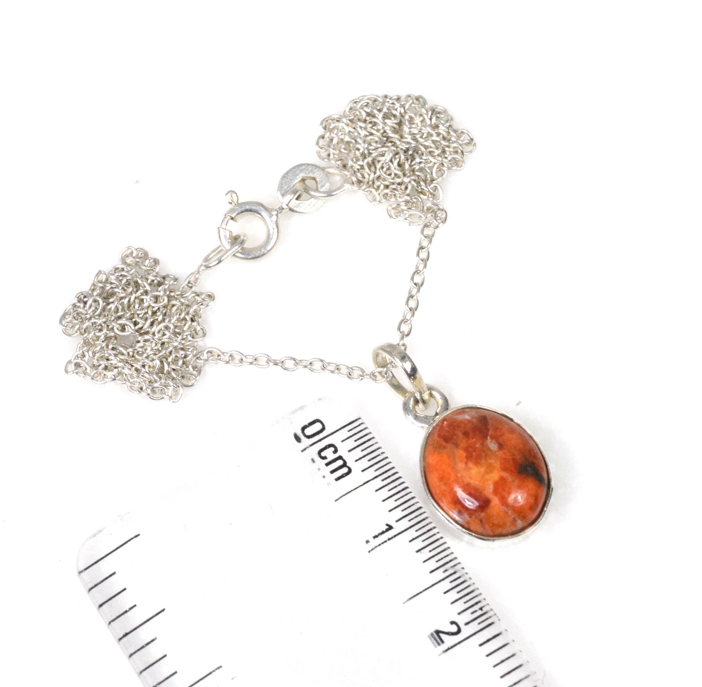 925 Solid Sterling Silver Oyster Turquoise Chain Pendant-18.6 Inch