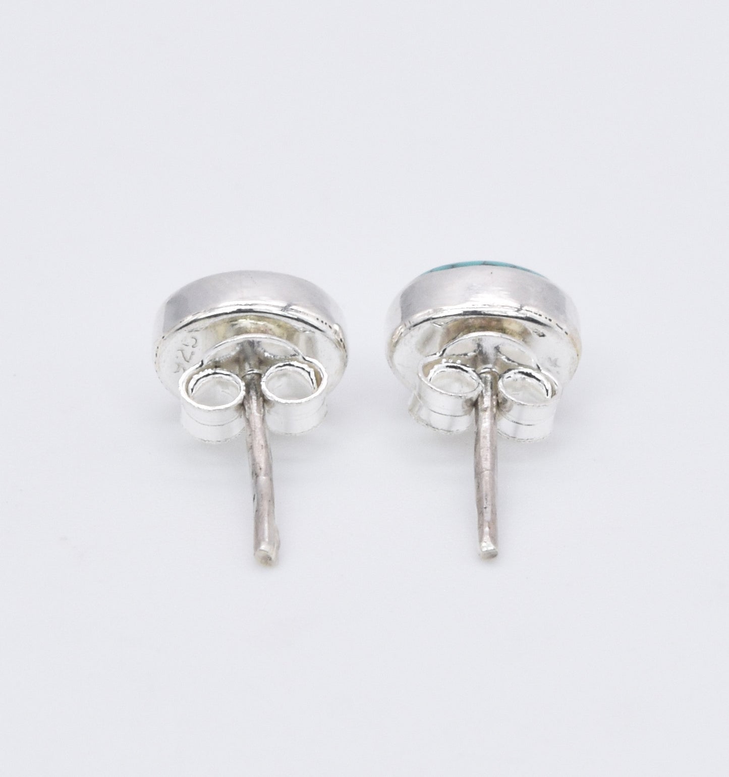 925 Solid Sterling Silver Blue Turquoise Stud Earring