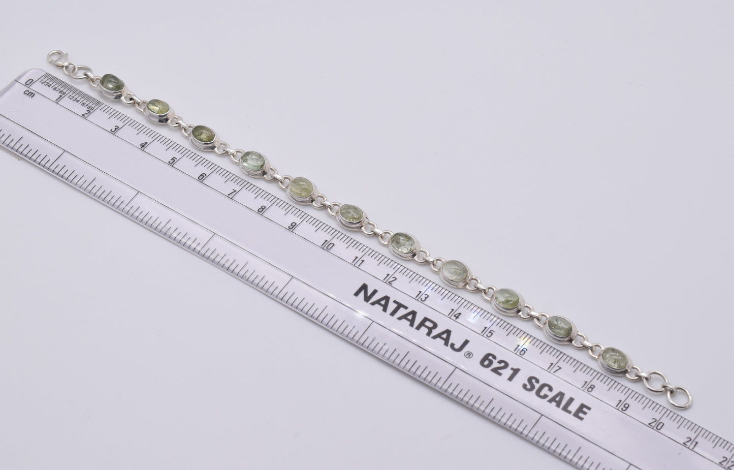 925 Solid Sterling Silver Aqua Tourmaline HANDMADE BRACELET - 8.3 Inch