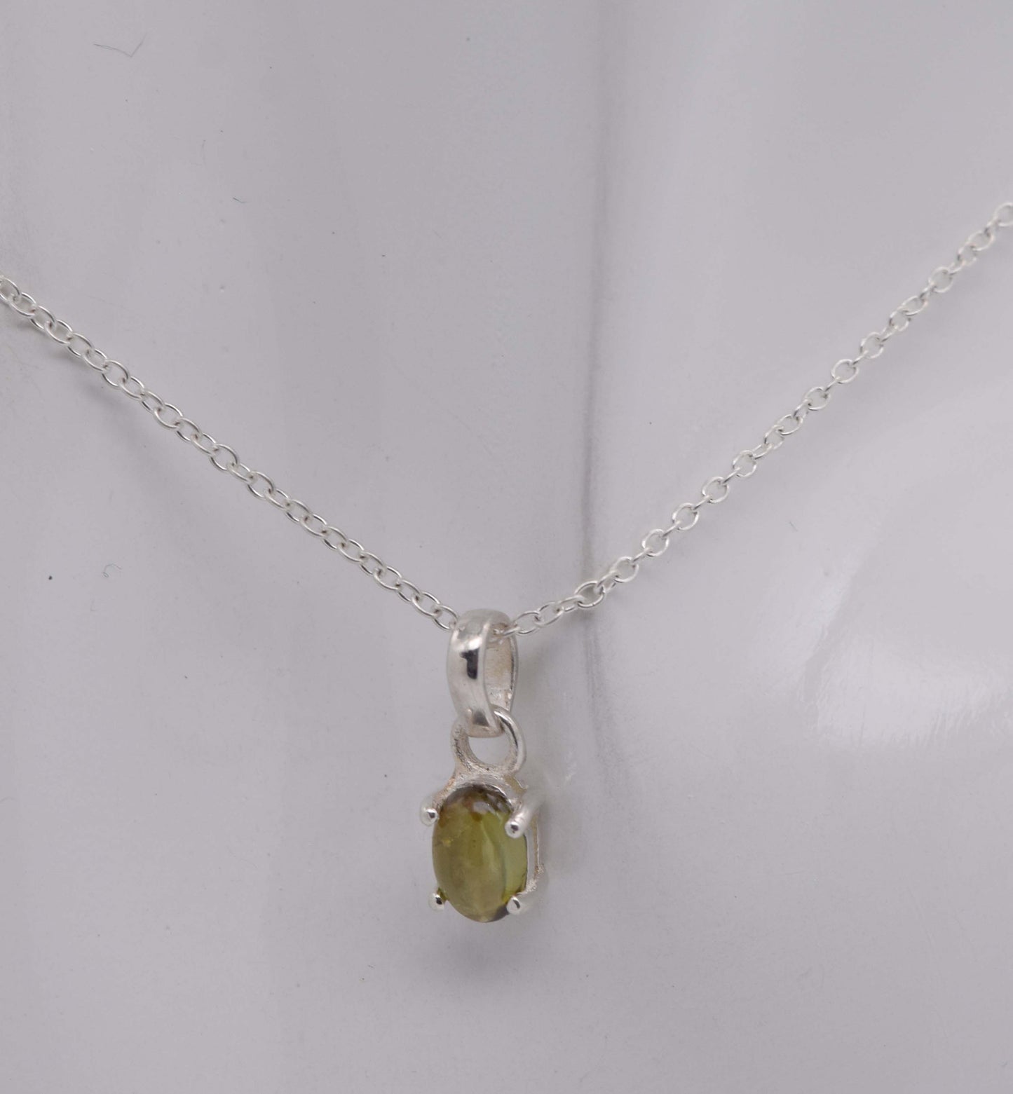 925 Solid Sterling Silver Yellow Tourmaline Chain Pendant-18.6 Inch
