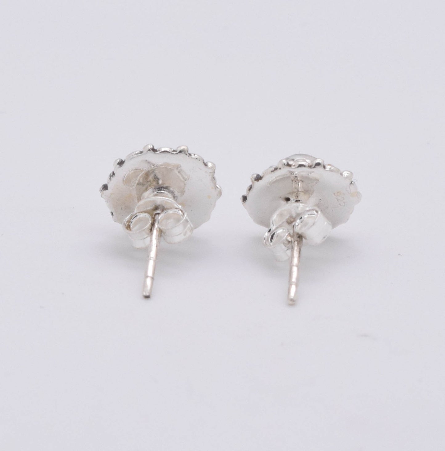 925 Solid Sterling Silver Blue Chalcedony Stud Earring