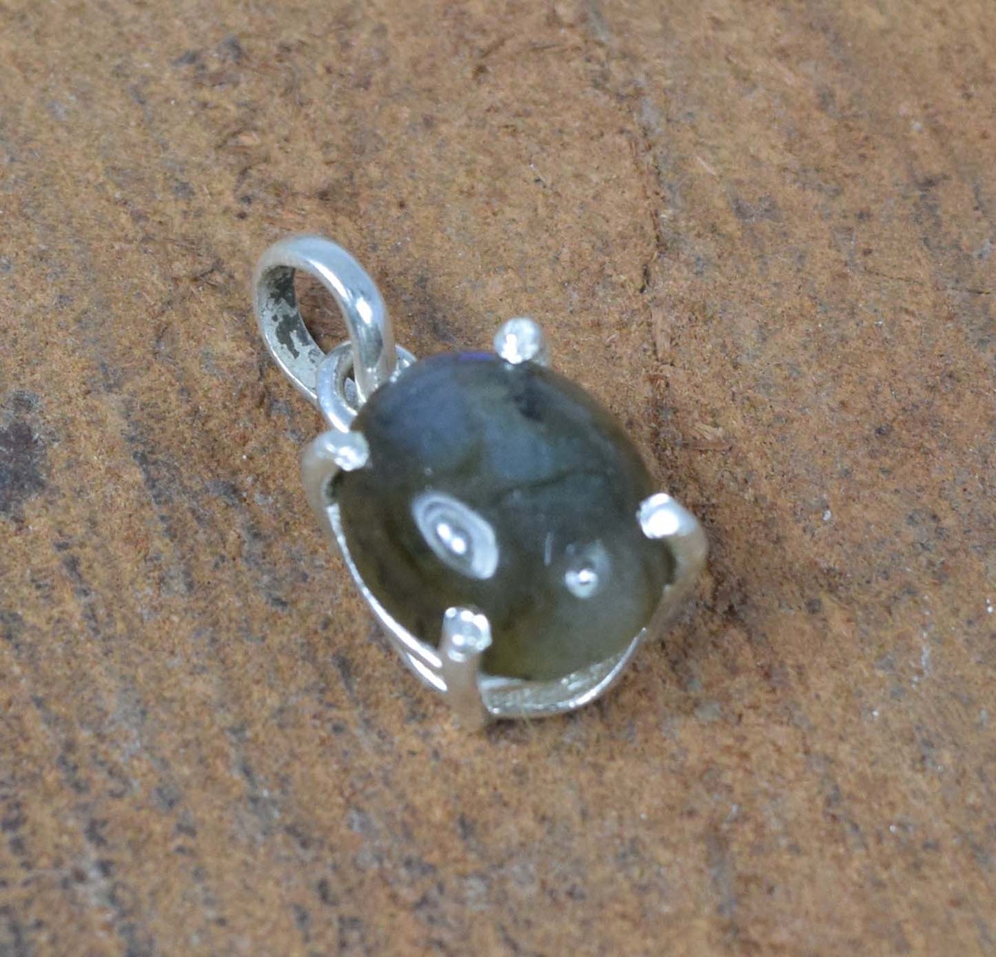 925 Solid Sterling Silver Labradorite Pendant-0.7 INCH